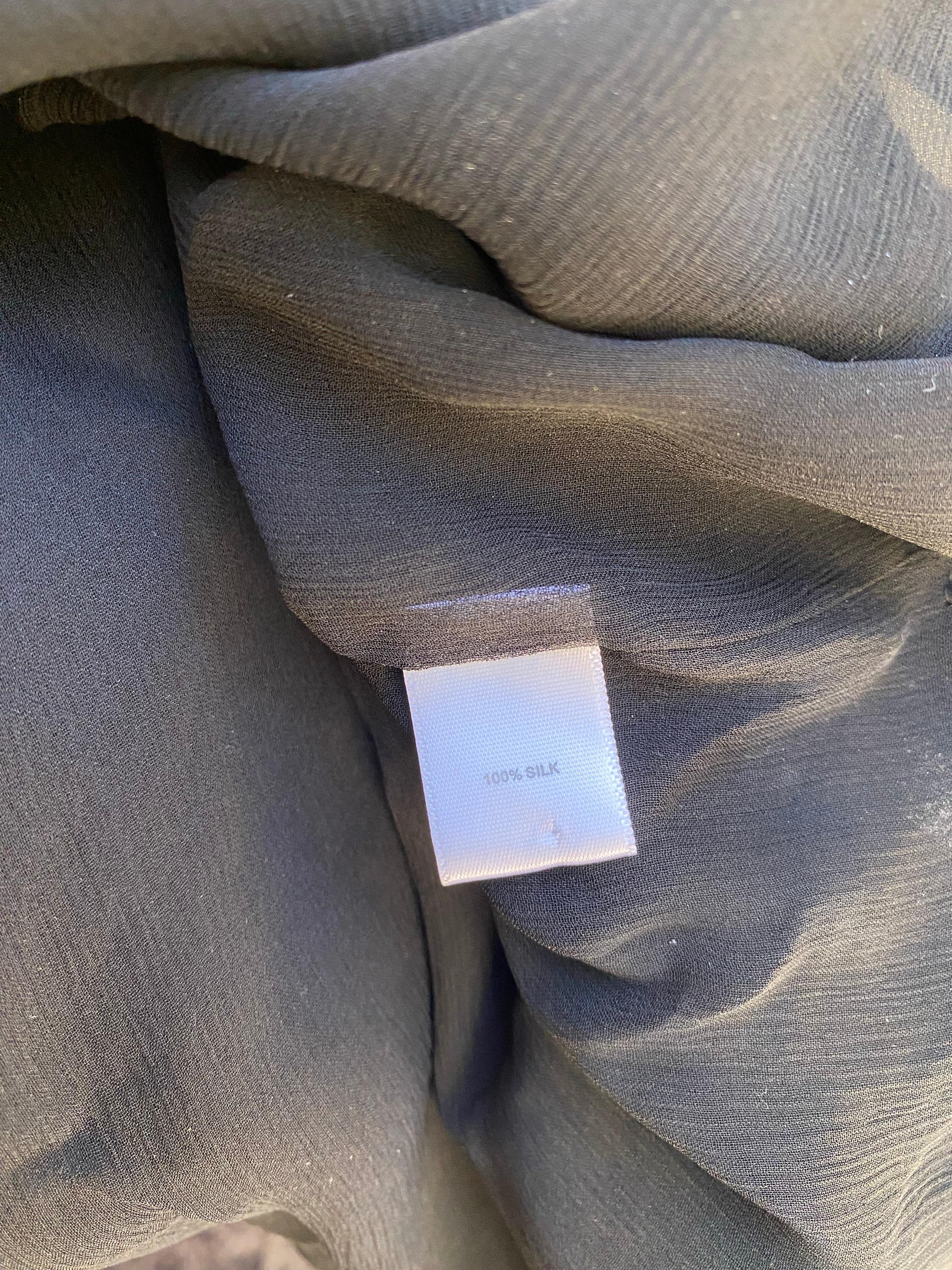 KaufmanFranco: camicetta a tunica in chiffon di seta nera con perline, taglia 6/42 in vendita 10