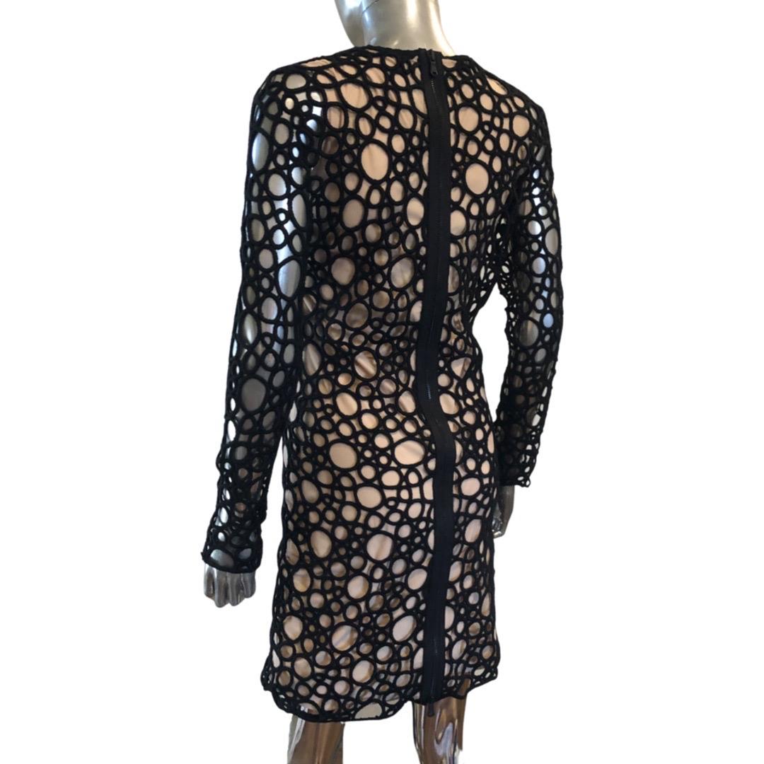 Black Kaufmanfranco Laser Cut Nude Illusion Dress Size 2