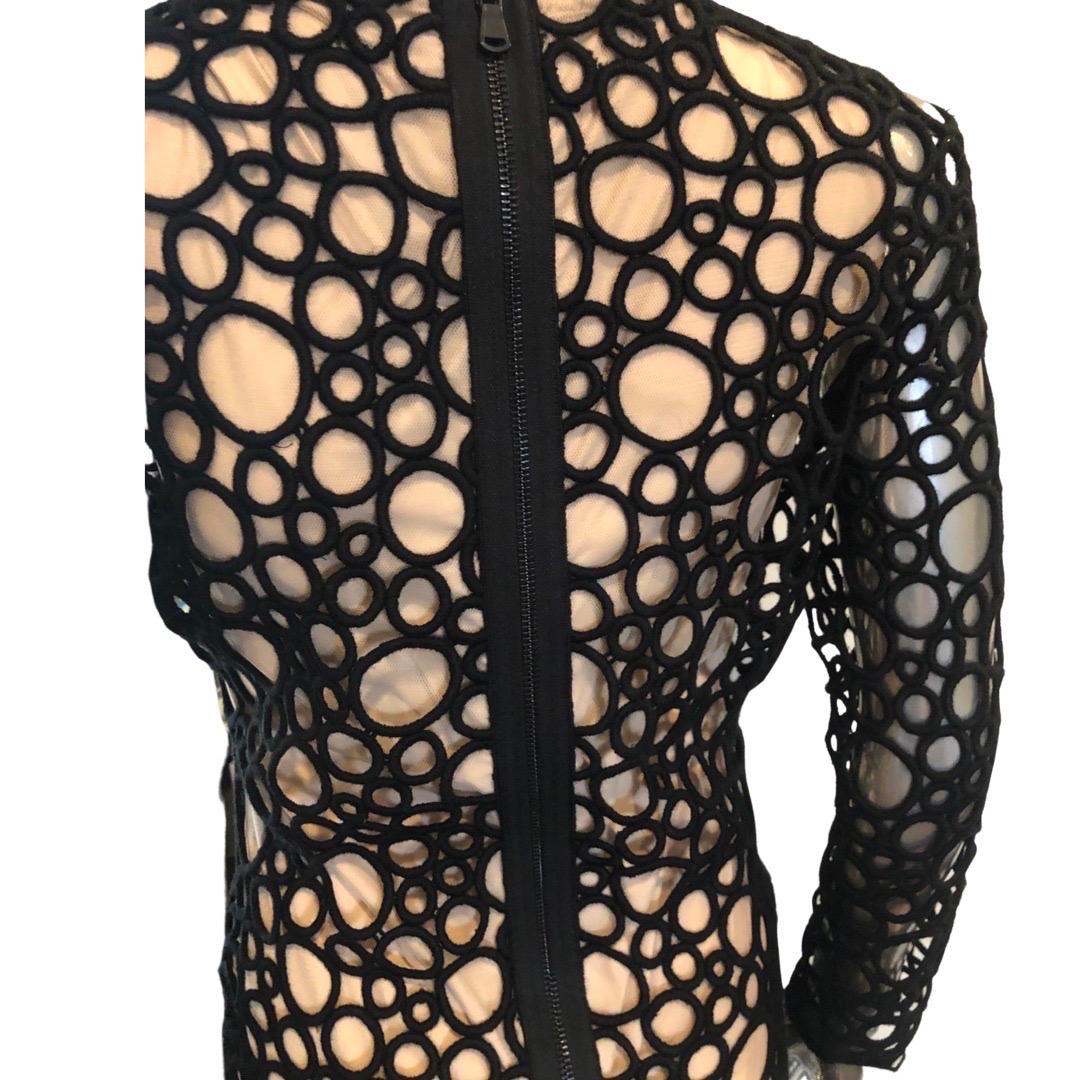 Women's Kaufmanfranco Laser Cut Nude Illusion Dress Size 2