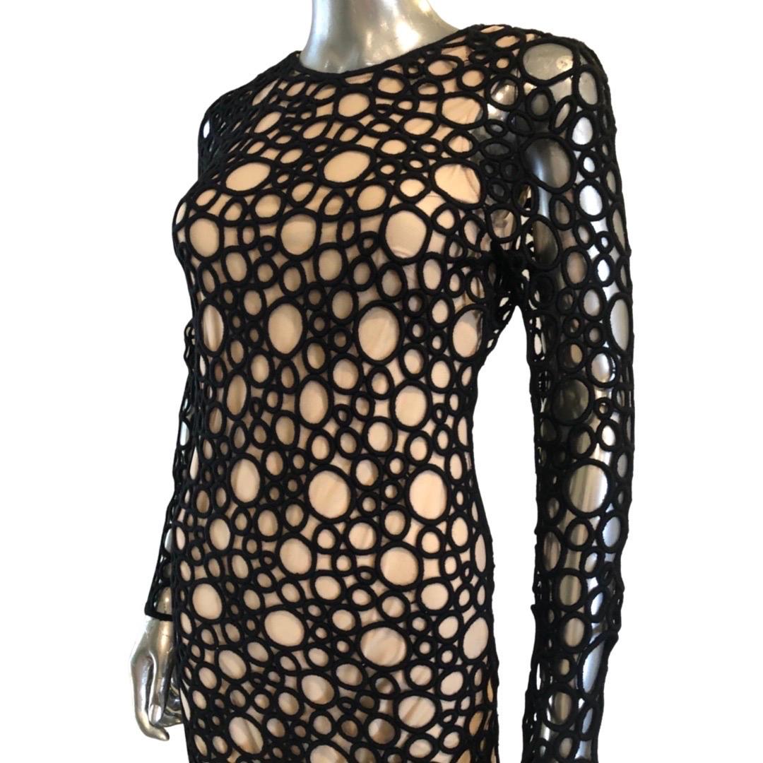 Kaufmanfranco Laser Cut Nude Illusion Dress Size 2 1