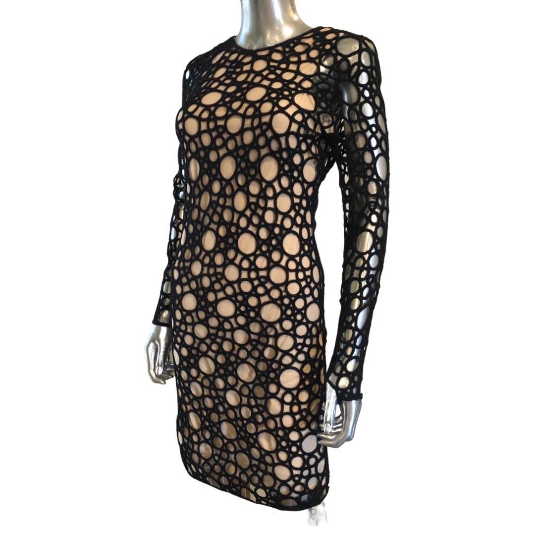 Kaufmanfranco Laser Cut Nude Illusion Dress Size 2 2