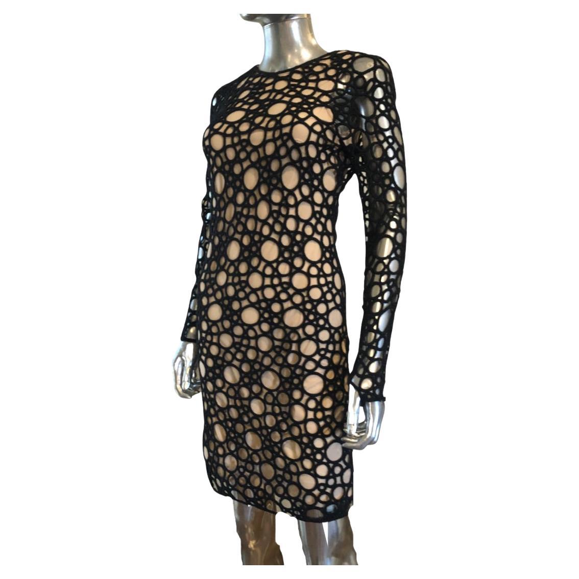 Kaufmanfranco Laser Cut Nude Illusion Dress Size 2