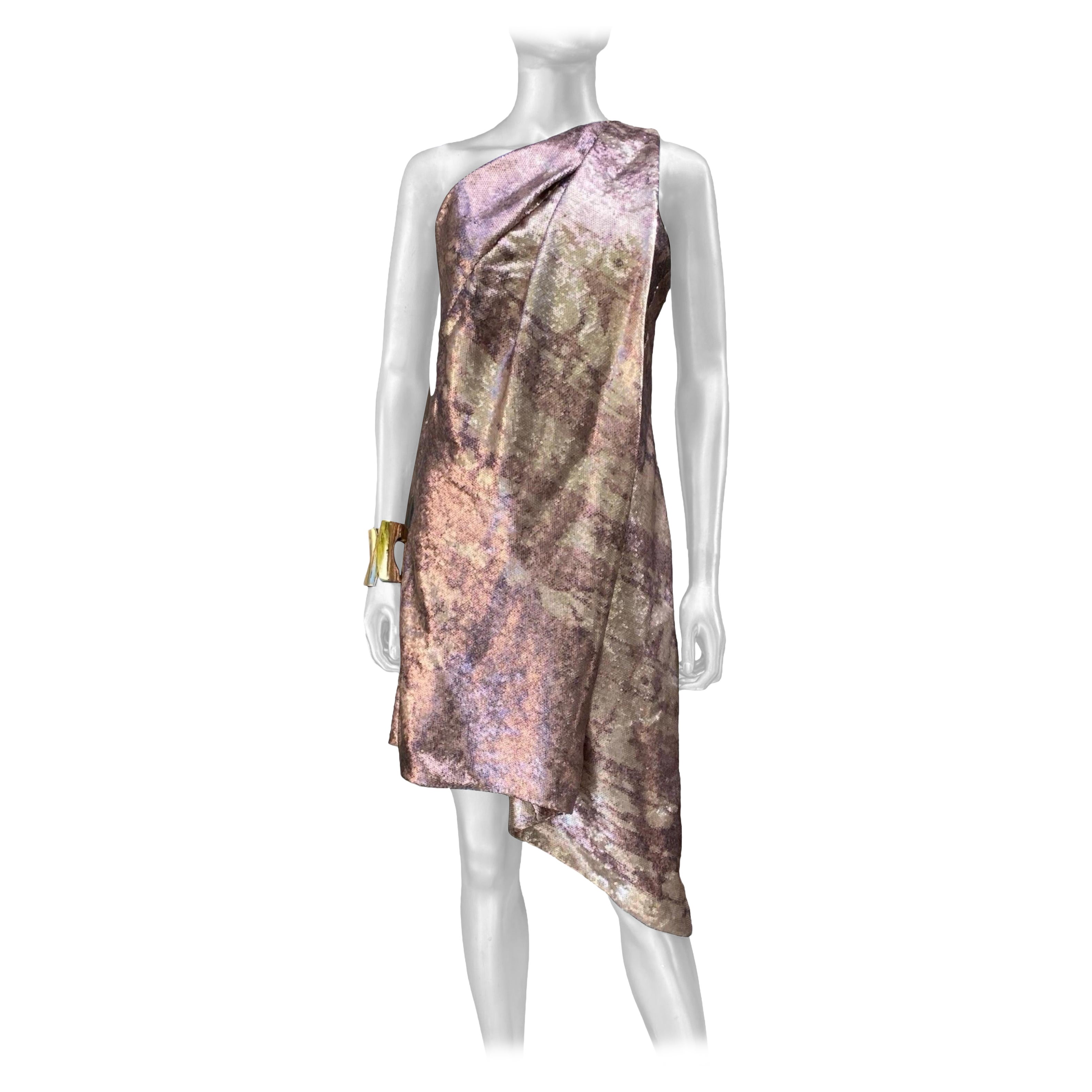 Kaufmanfranco NEU Drapiertes asymmetrisches 1-Schulterkleid mit Pailletten Moderne Kunst Gr. 8