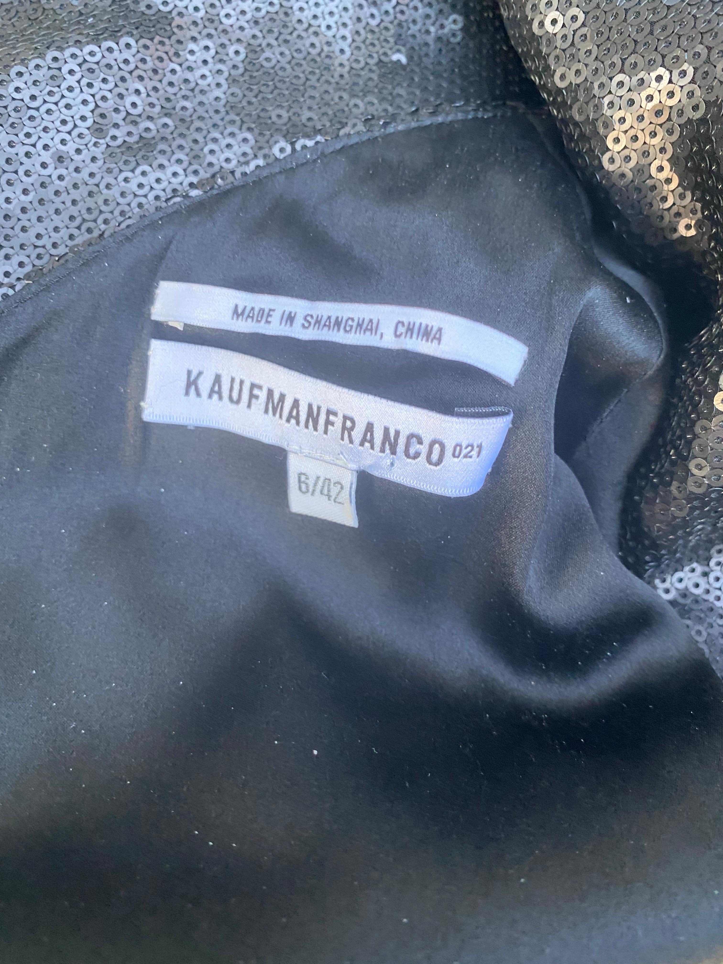 KaufmanFranco One Shoulder Sexy Chic Black Sequin Cocktail Dress Size 6/42 en vente 14