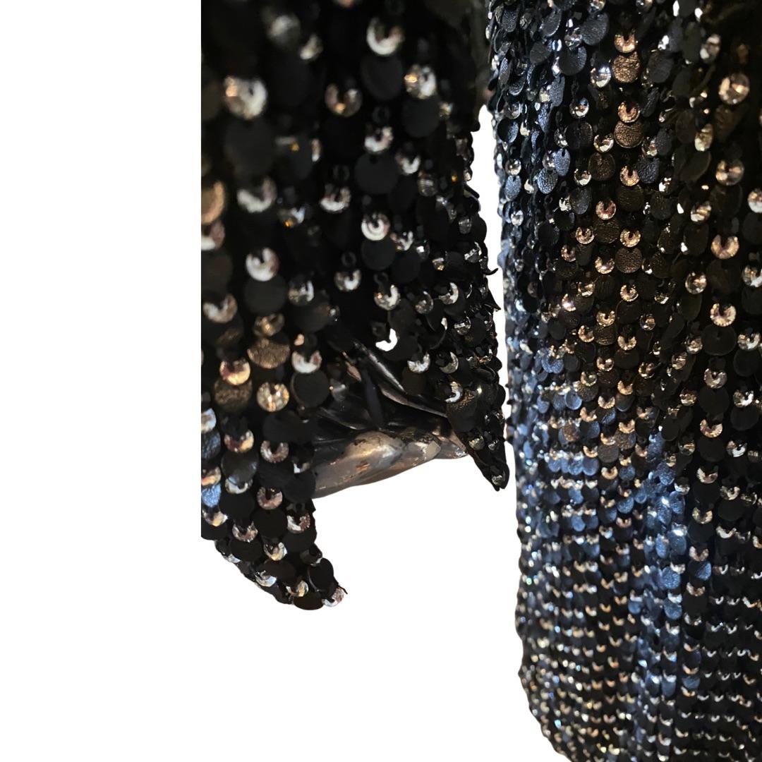 KaufmanFranco Silk Dress w/ Embellished Leather, Crystal, Black Jet Beads Size 8 For Sale 7
