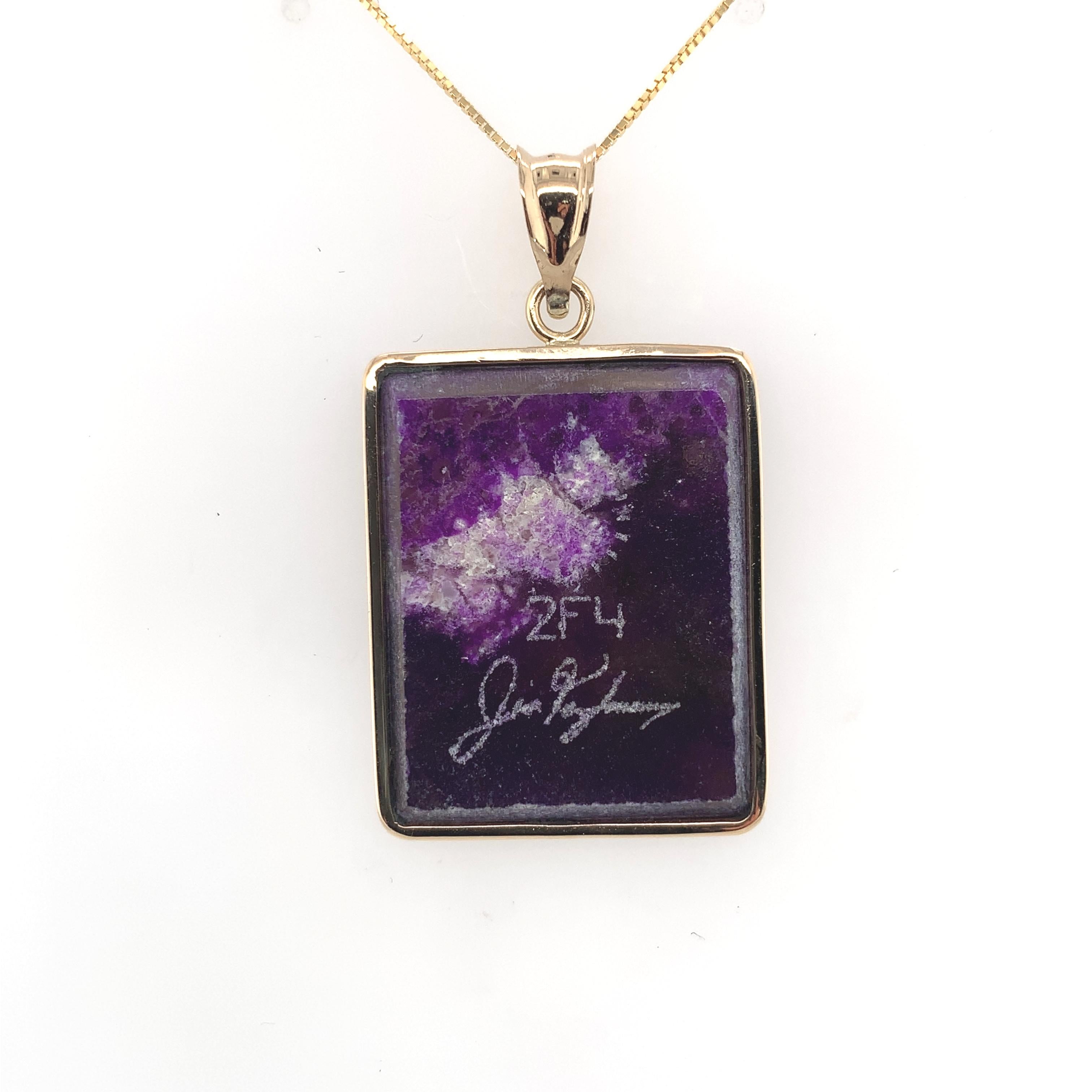 Donna Ciondolo Kaufmann a intarsio in Opale 14K con Sugilite e Malachite in vendita