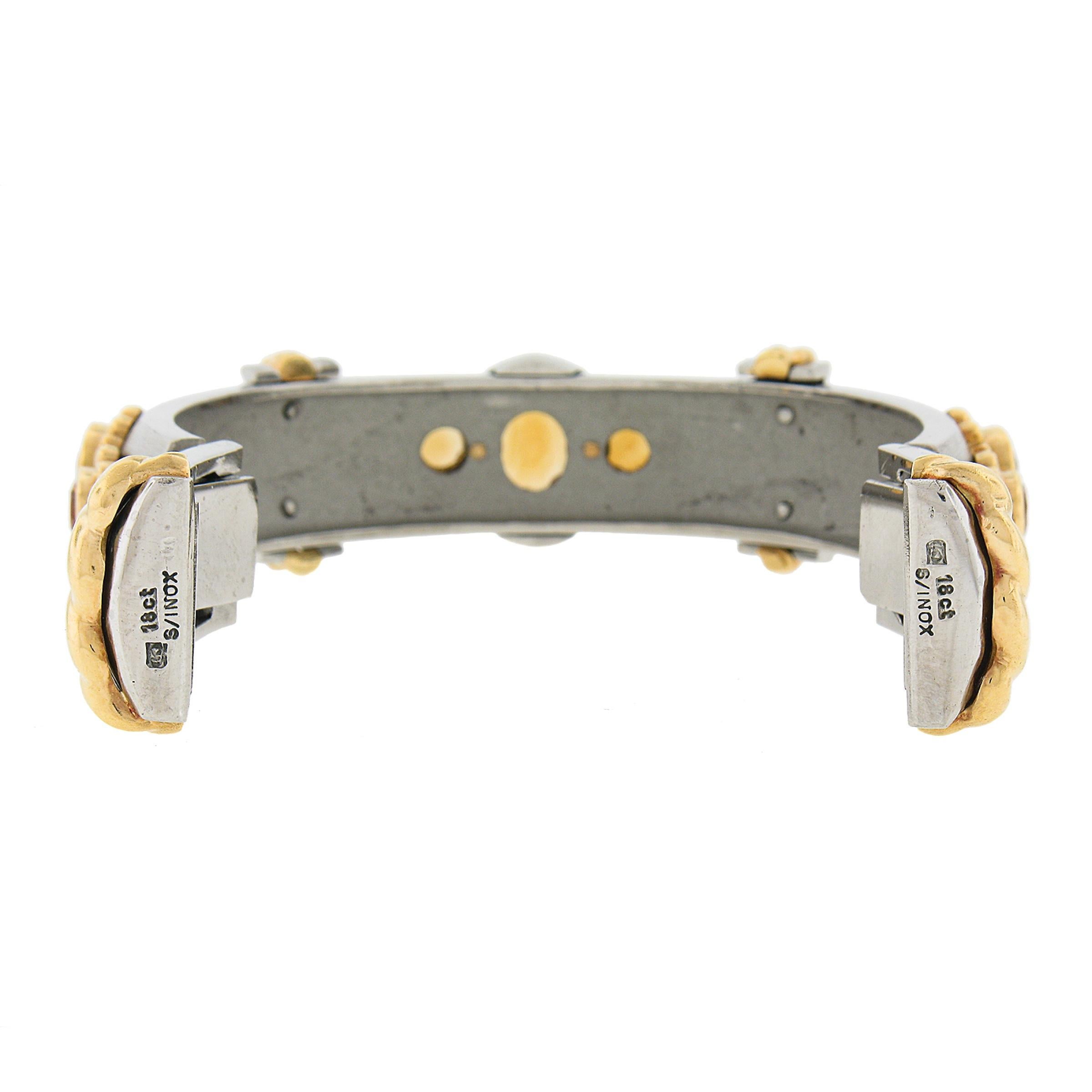 Kaufmann De Suisse Callista 18K Gold & Steel Citrine Open Cuff Bangle Bracelet For Sale 2