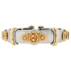 Kaufmann De Suisse Callista 18K Gold & Steel Citrine Open Cuff Bangle Bracelet