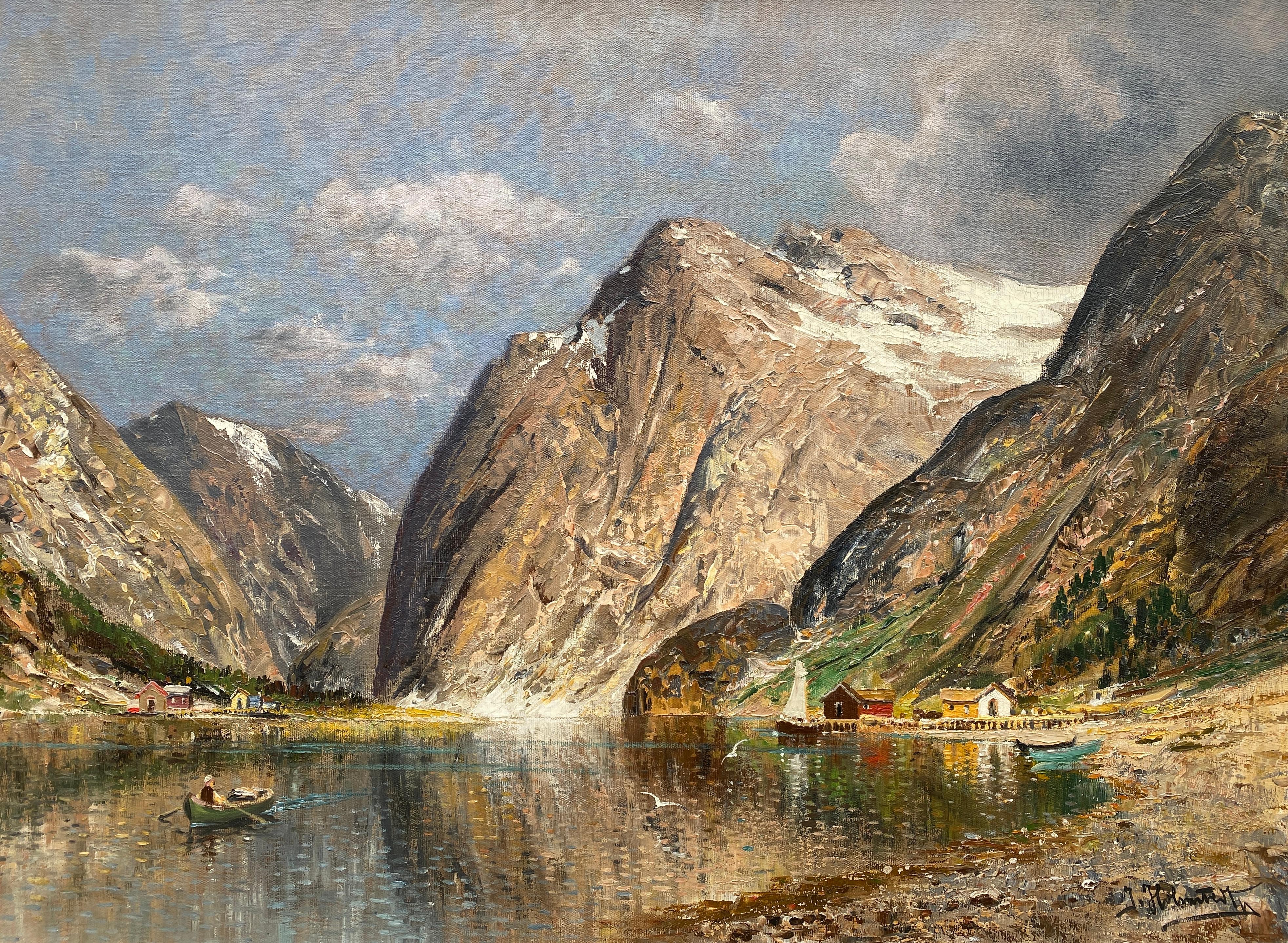 A Norwegian Fjord, Karl Kaufmann, Neuplachowitz 1843 – 1905 Vienna, Austrian - Painting by Kaufmann Karl