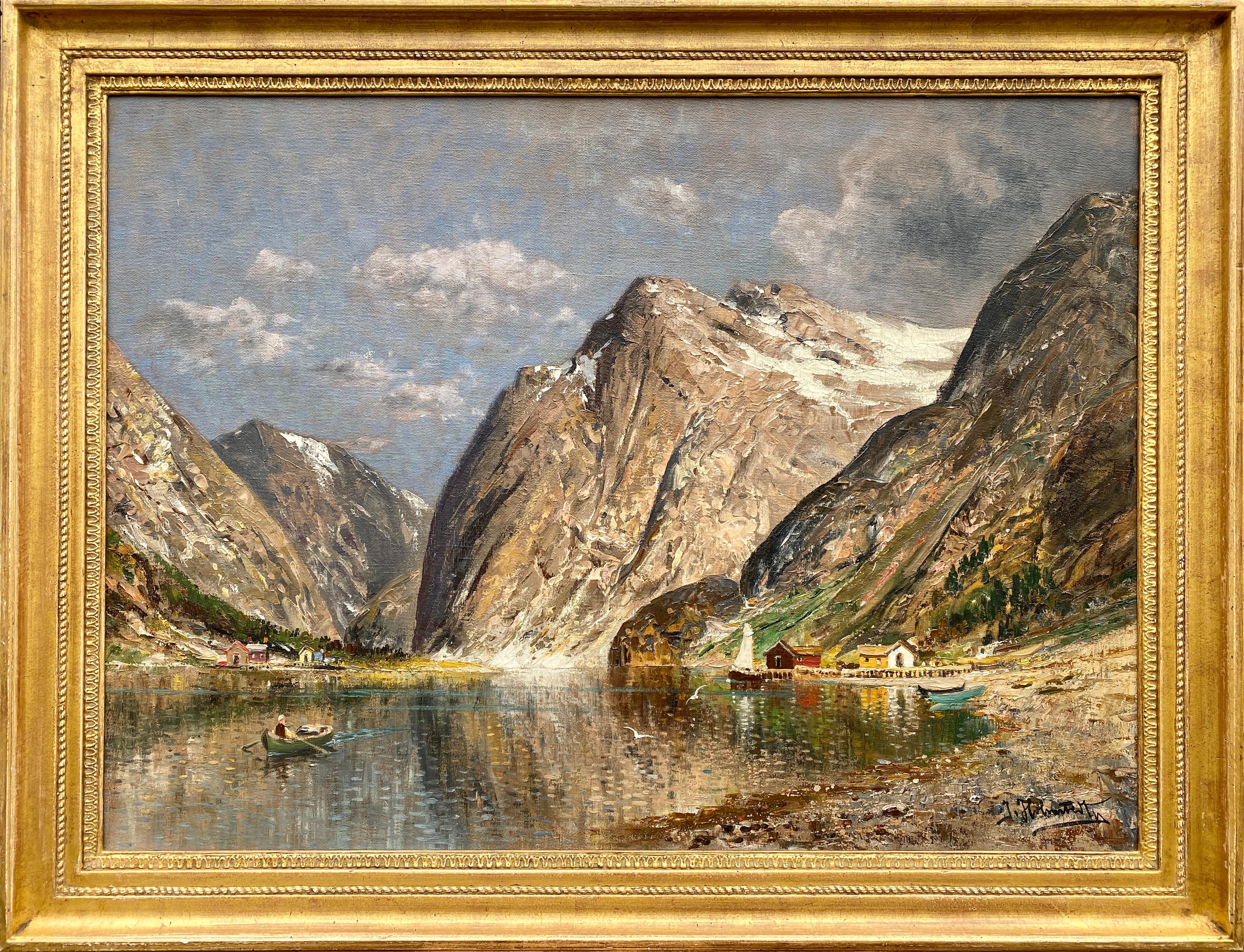 Kaufmann Karl Landscape Painting - A Norwegian Fjord, Karl Kaufmann, Neuplachowitz 1843 – 1905 Vienna, Austrian