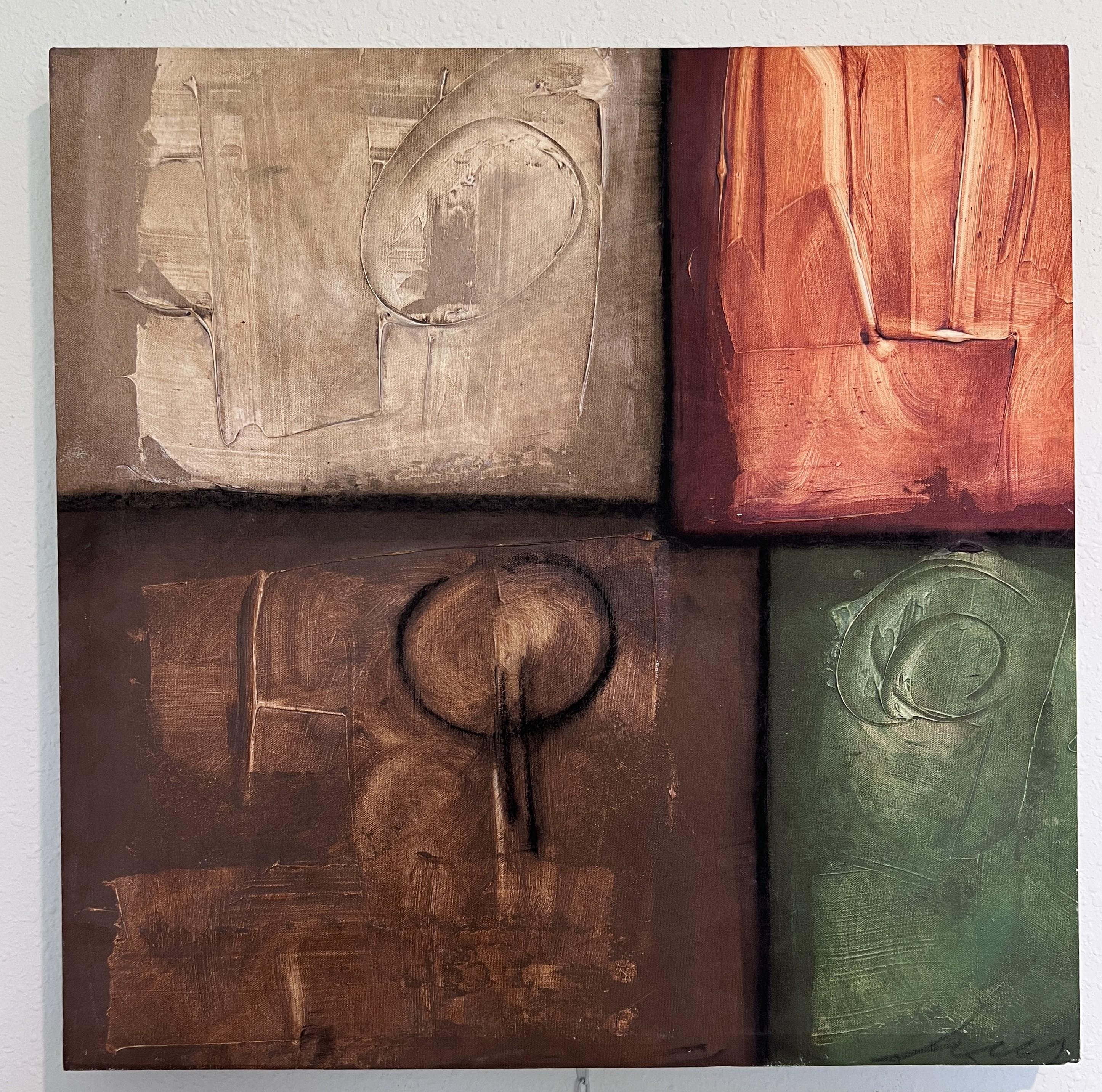 Peinture géométrique abstraite moderne signée Kaulani 2004  Art texturé 24x24 en vente 1