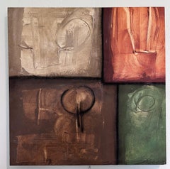 Modern Abstract Geometric Painting Signed Kaulani 2004  24x24" Textured Art