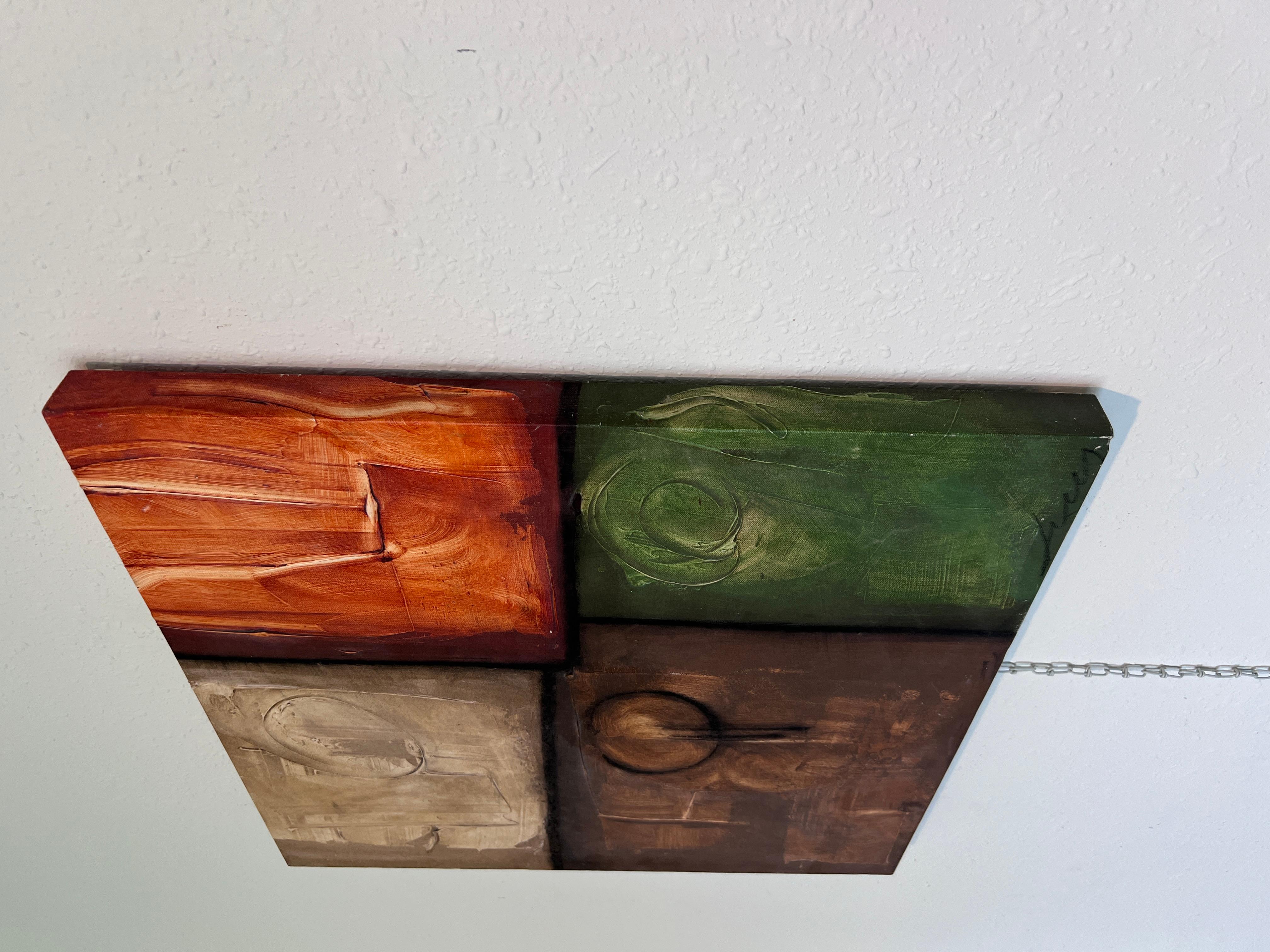 Peinture géométrique abstraite moderne signée Kaulani 2004  Art texturé 24x24 en vente 7