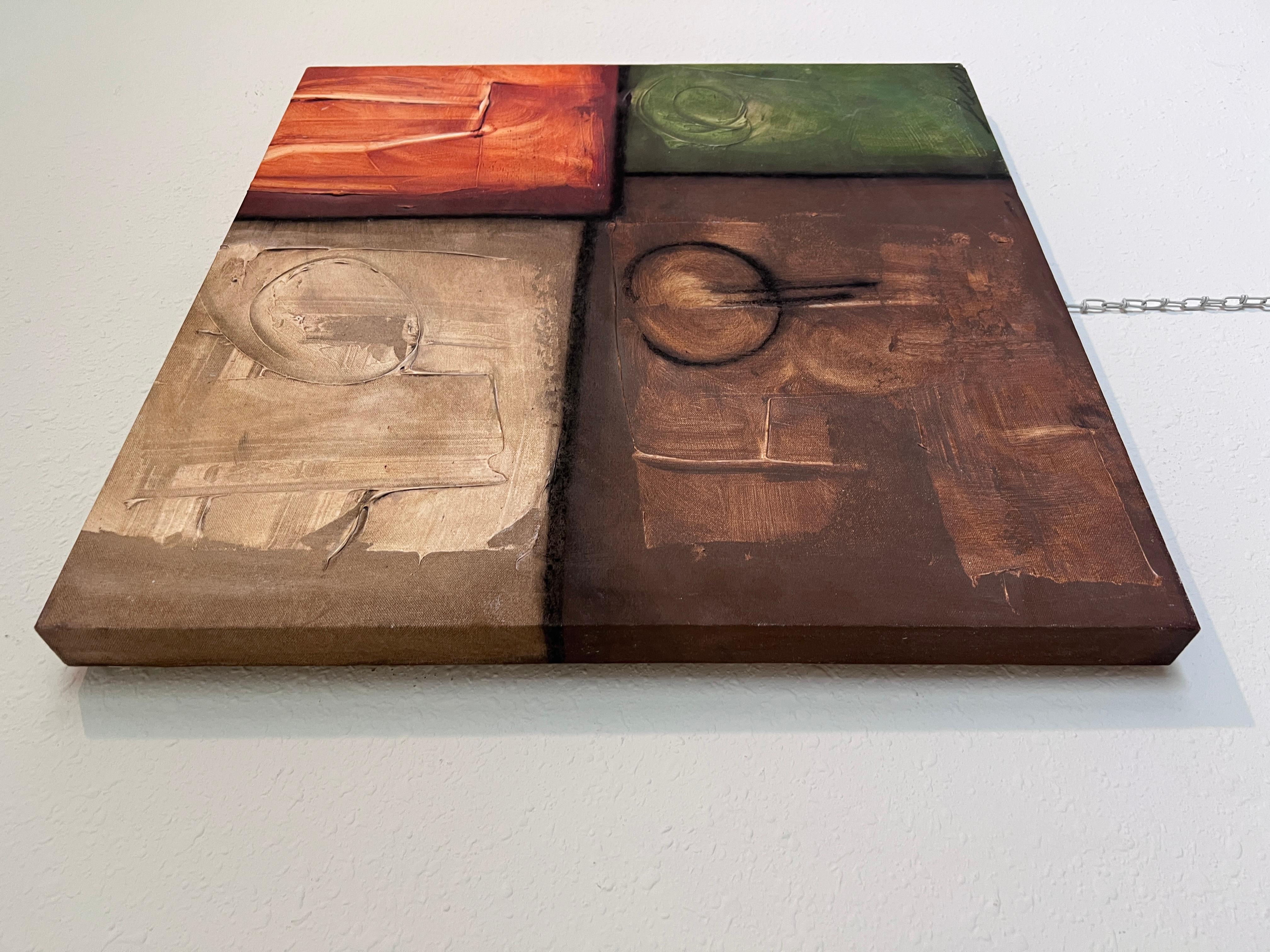 Peinture géométrique abstraite moderne signée Kaulani 2004  Art texturé 24x24 en vente 8