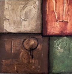 Peinture géométrique abstraite moderne signée Kaulani 2004  Art texturé 24x24
