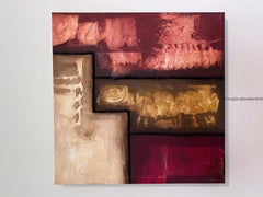 Modern Abstract Geometric Painting Signed Kaulani 2005  24x24" Textured Art