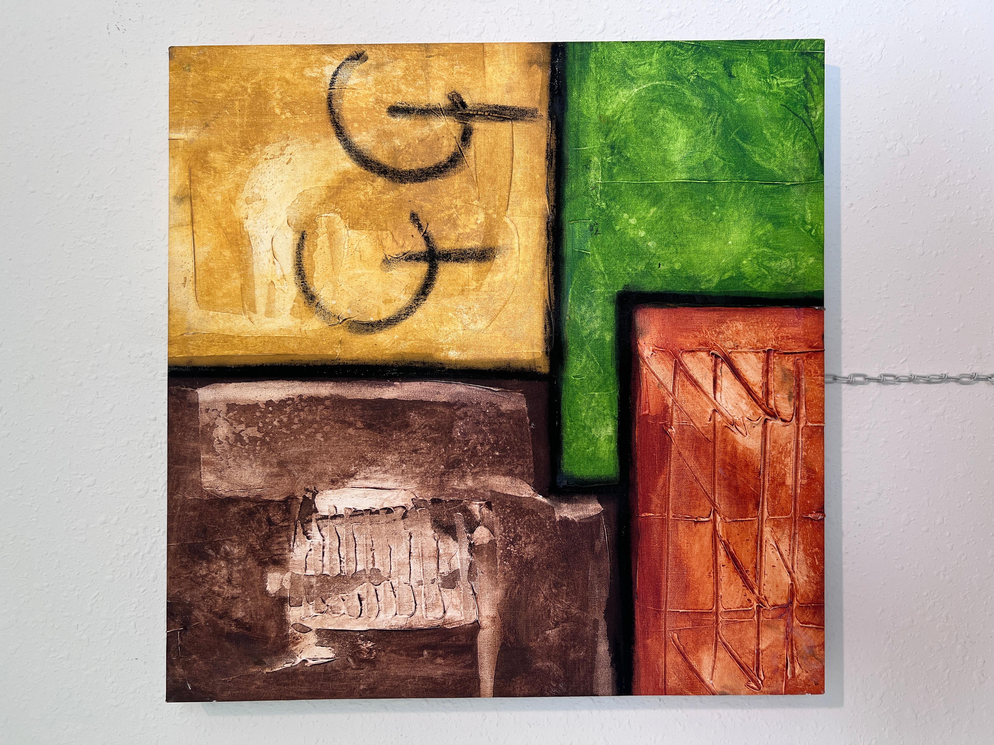 Modern Abstract Geometric Painting Signed Kaulani 2005  24x24
