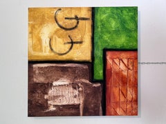 Modern Abstract Geometric Painting Signed Kaulani 2005  24x24" Textured Art