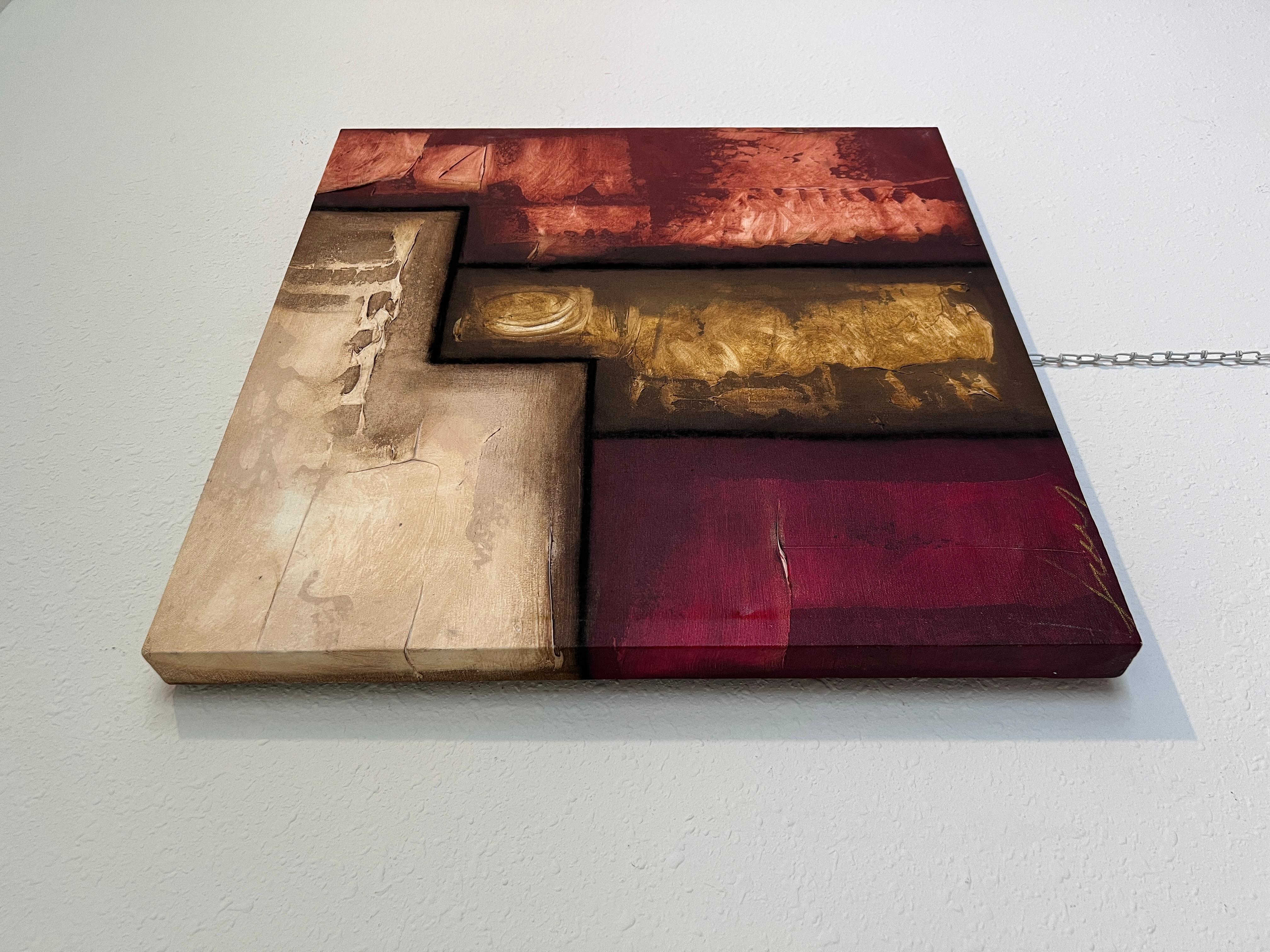 Modern Abstract Geometric Painting Signed Kaulani 2005  24x24
