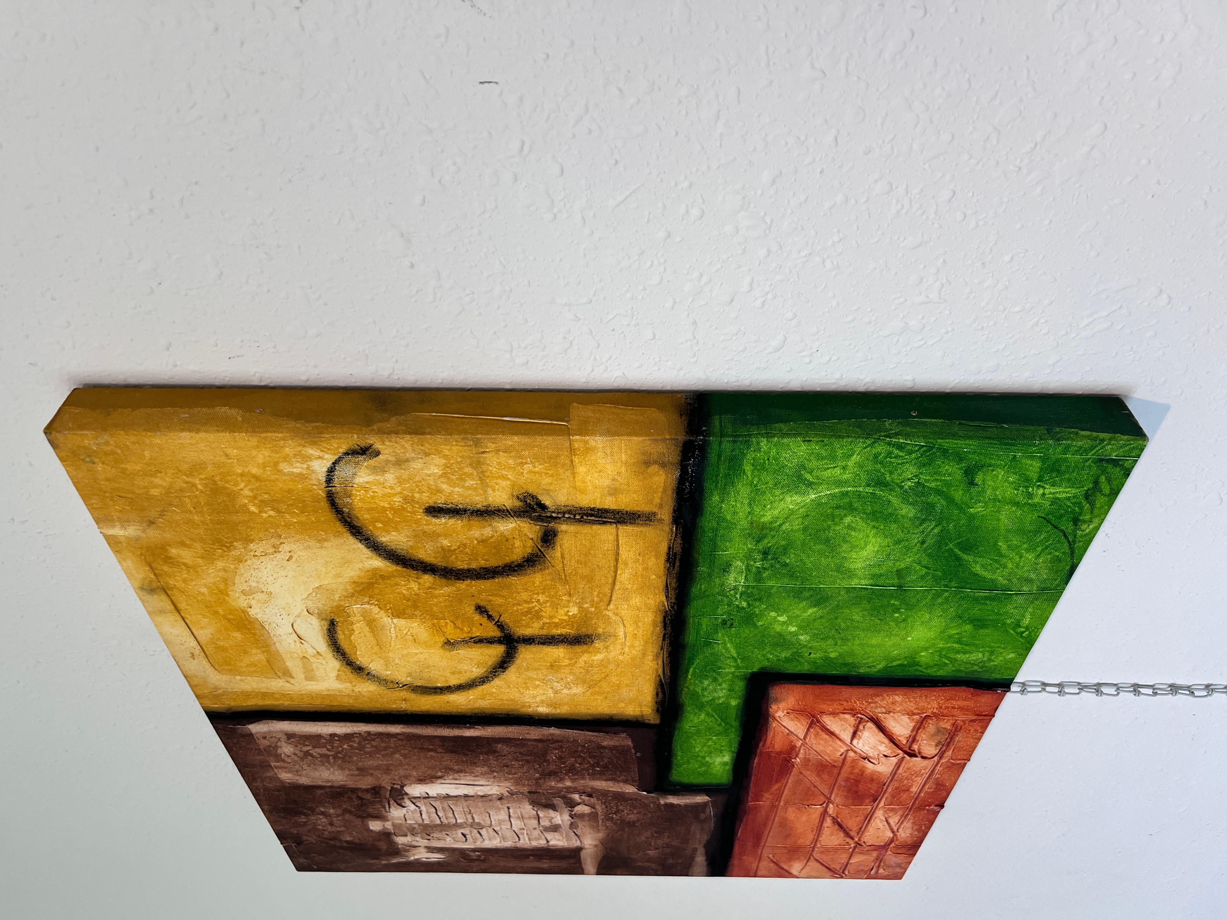 Modern Abstract Geometric Painting Signed Kaulani 2005  24x24