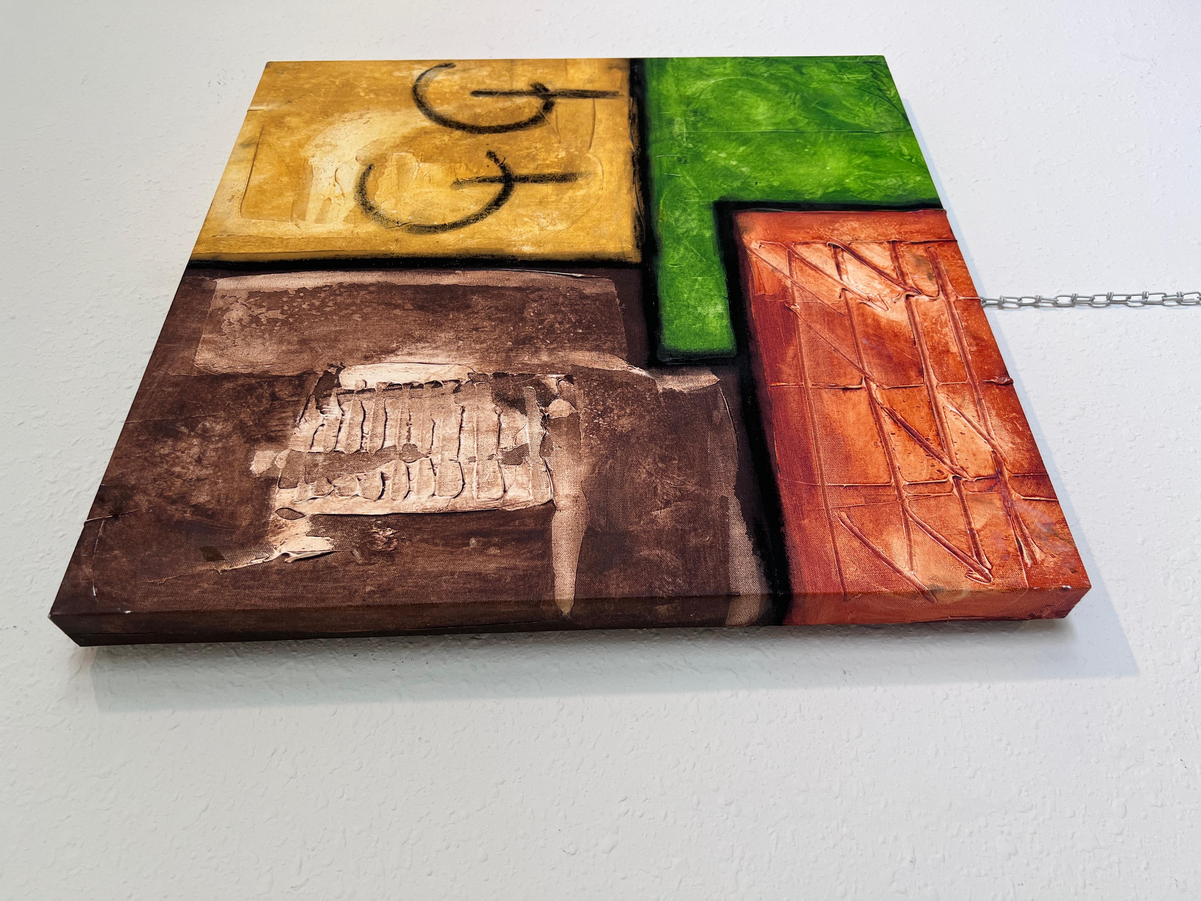 Modern Abstract Geometric Painting Signed Kaulani 2005  24x24