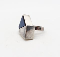 Kaunis Koru 1974 Finlandia Anello geometrico in argento 925 con Labradorite