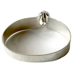 Kaunis Koru Finnish Modernist Sterling Silver Blue Moonstone Cuff Bracelet