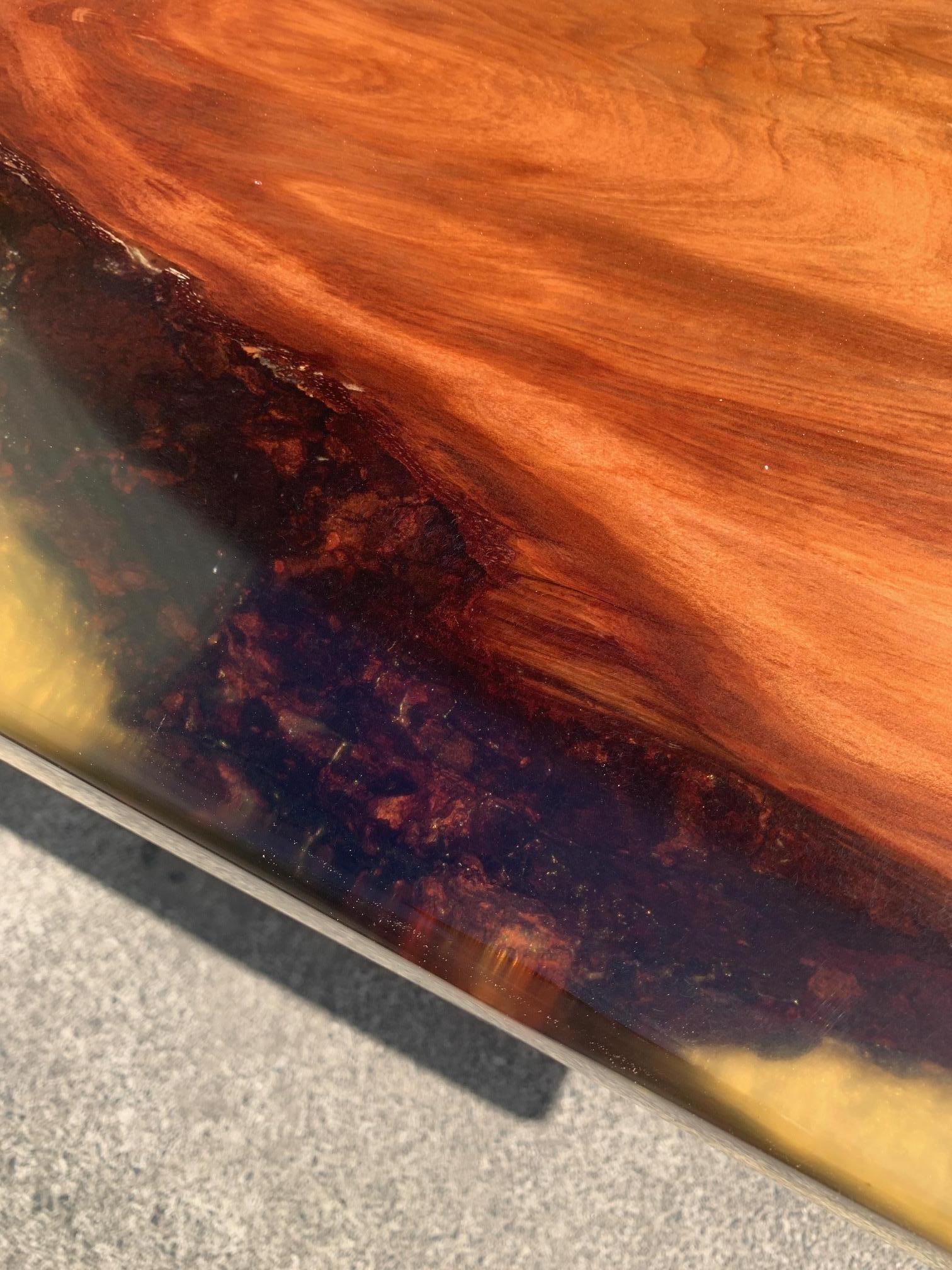 New Zealand Kauri Coffee Table in Solid Ancient Kauri Wood For Sale