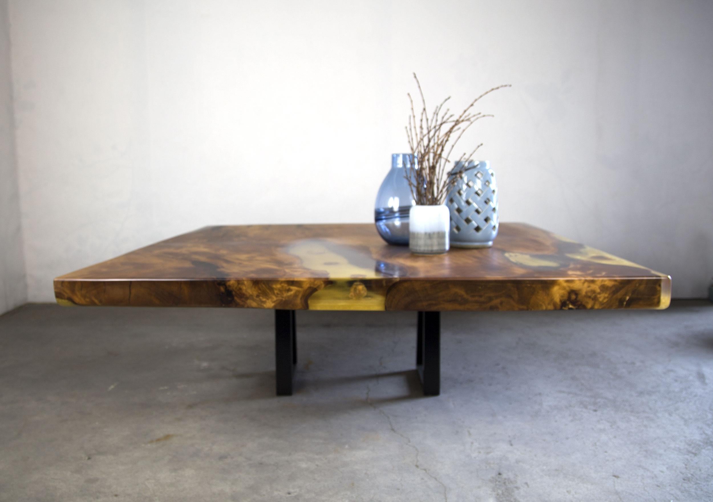 New Zealand Kauri Coffee Table in Solid Ancient Kauri Wood For Sale