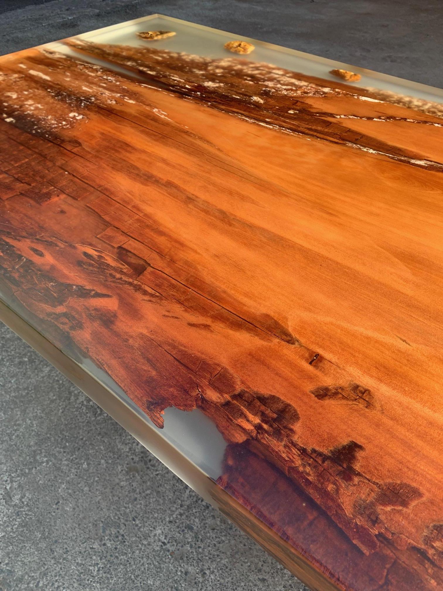Kauri Dining Table in Solid Ancient Kauri Wood and Amber For Sale 6