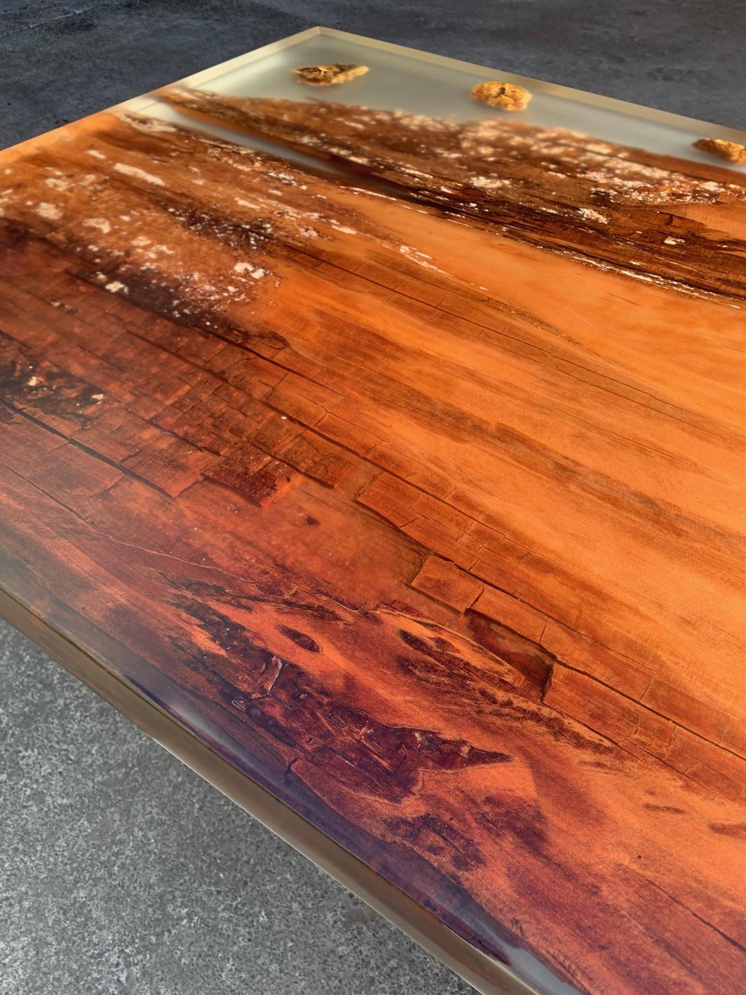 Kauri Dining Table in Solid Ancient Kauri Wood and Amber For Sale 7
