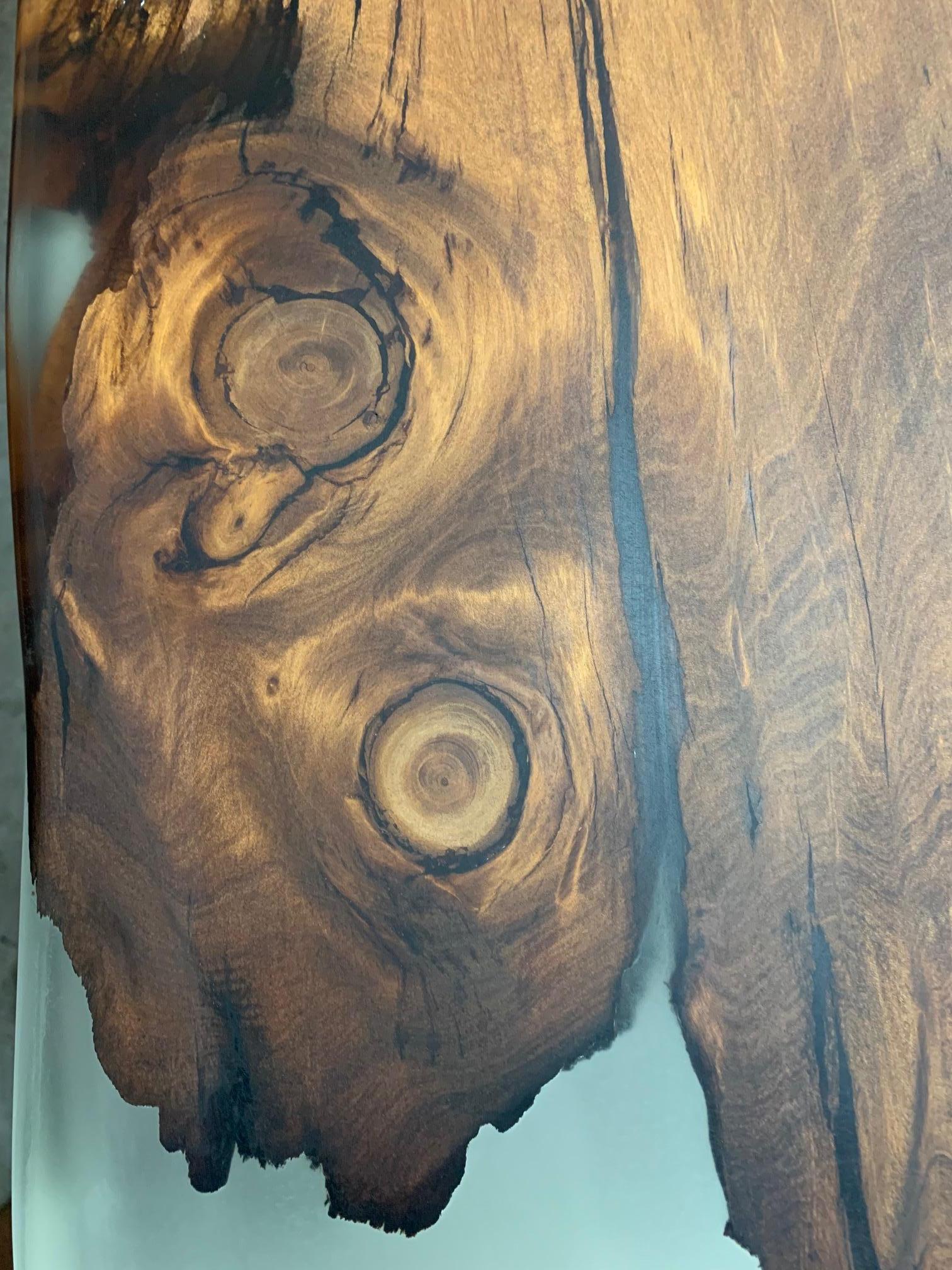 Kauri Dining Table in Solid Ancient Kauri Wood and Amber For Sale 5