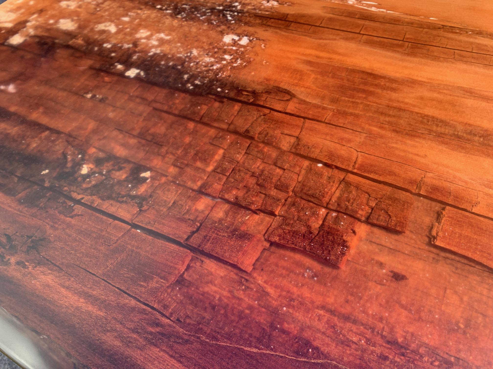 Contemporary Kauri Dining Table in Solid Ancient Kauri Wood and Amber For Sale