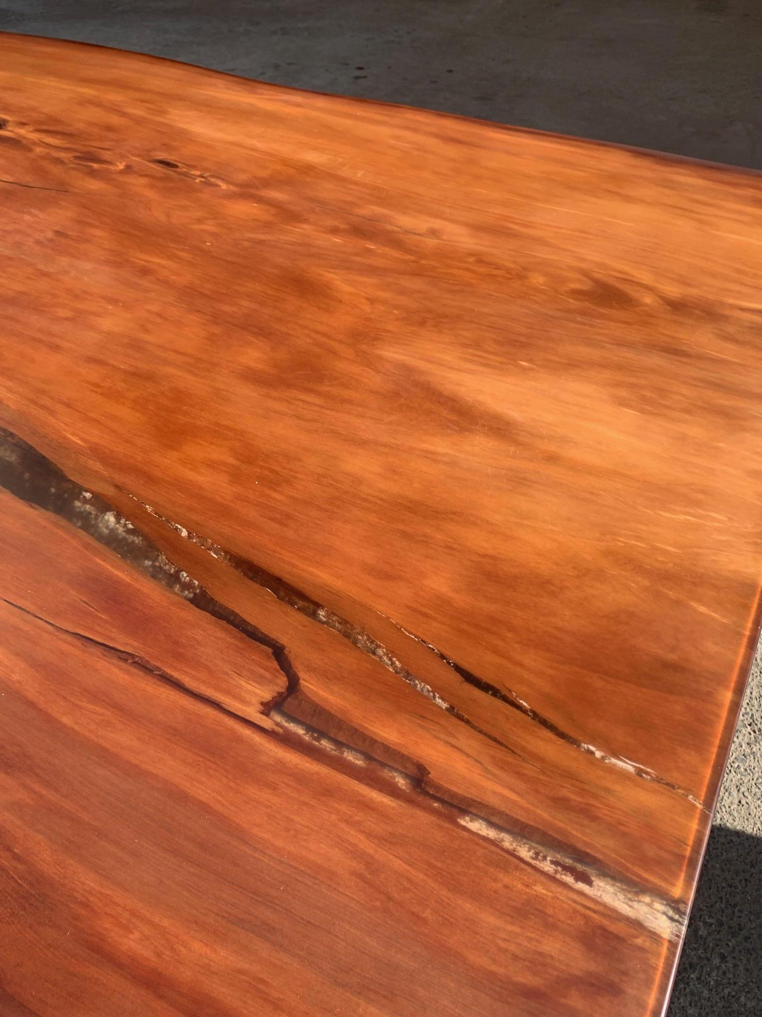 Iron Kauri Dining Table in Solid Ancient Kauri Wood and Amber For Sale