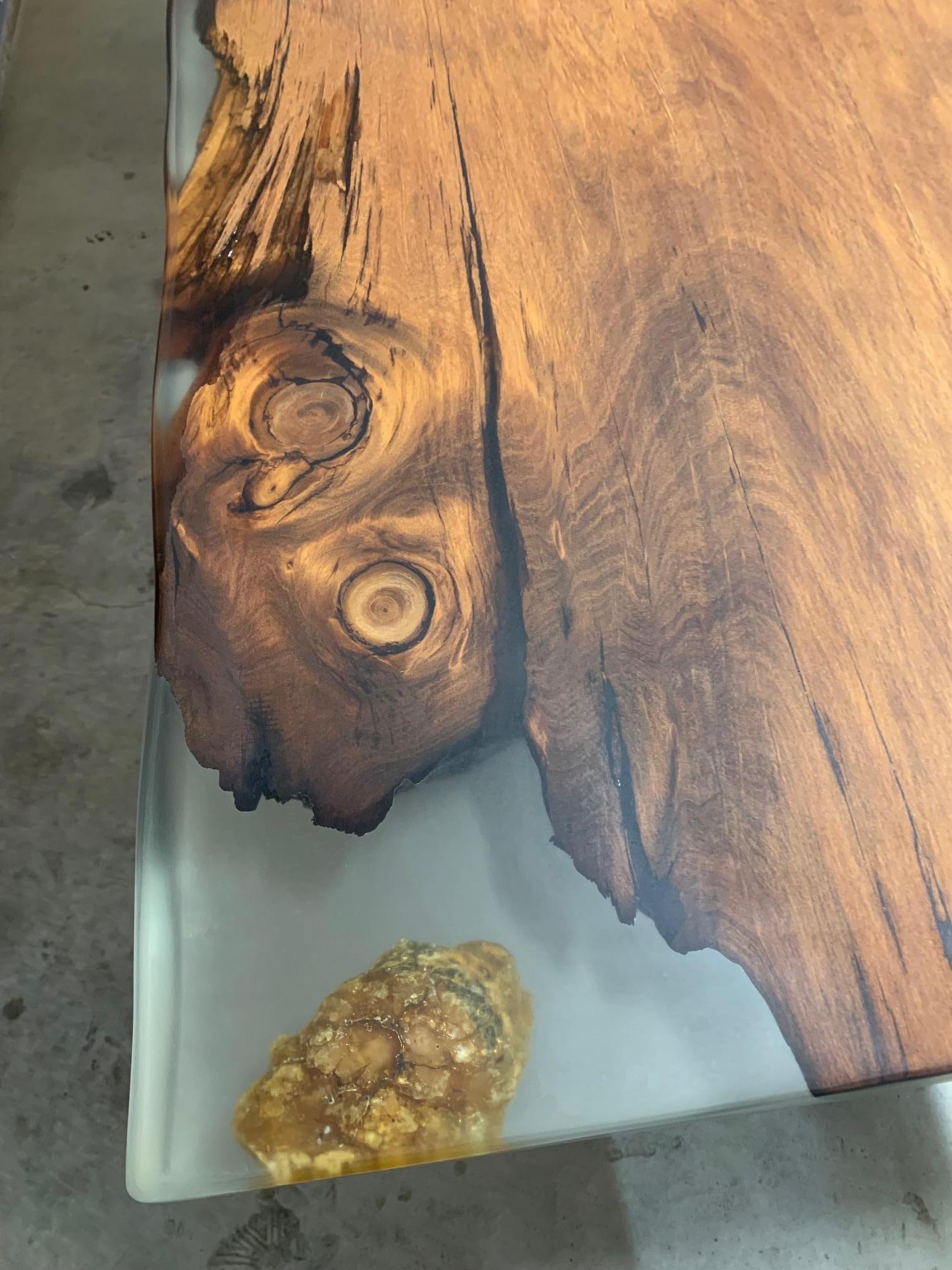 Kauri Dining Table in Solid Ancient Kauri Wood and Amber For Sale 6