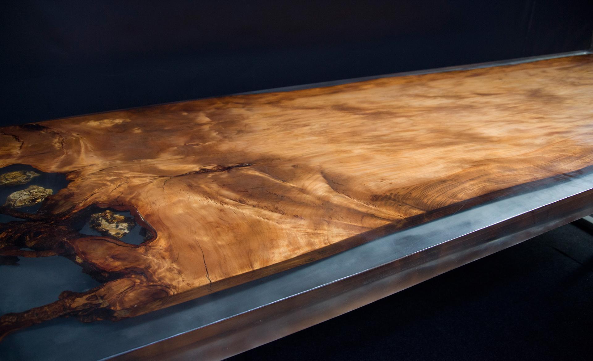 New Zealand Kauri Dining Table in Solid Ancient Kauri Wood For Sale