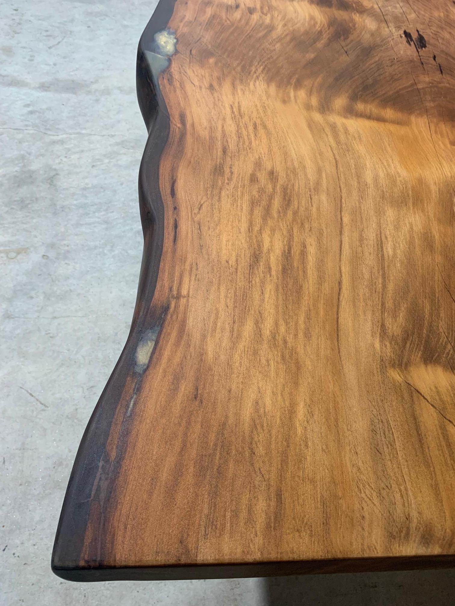Contemporary Kauri Dining Table in Solid Ancient Kauri Wood For Sale