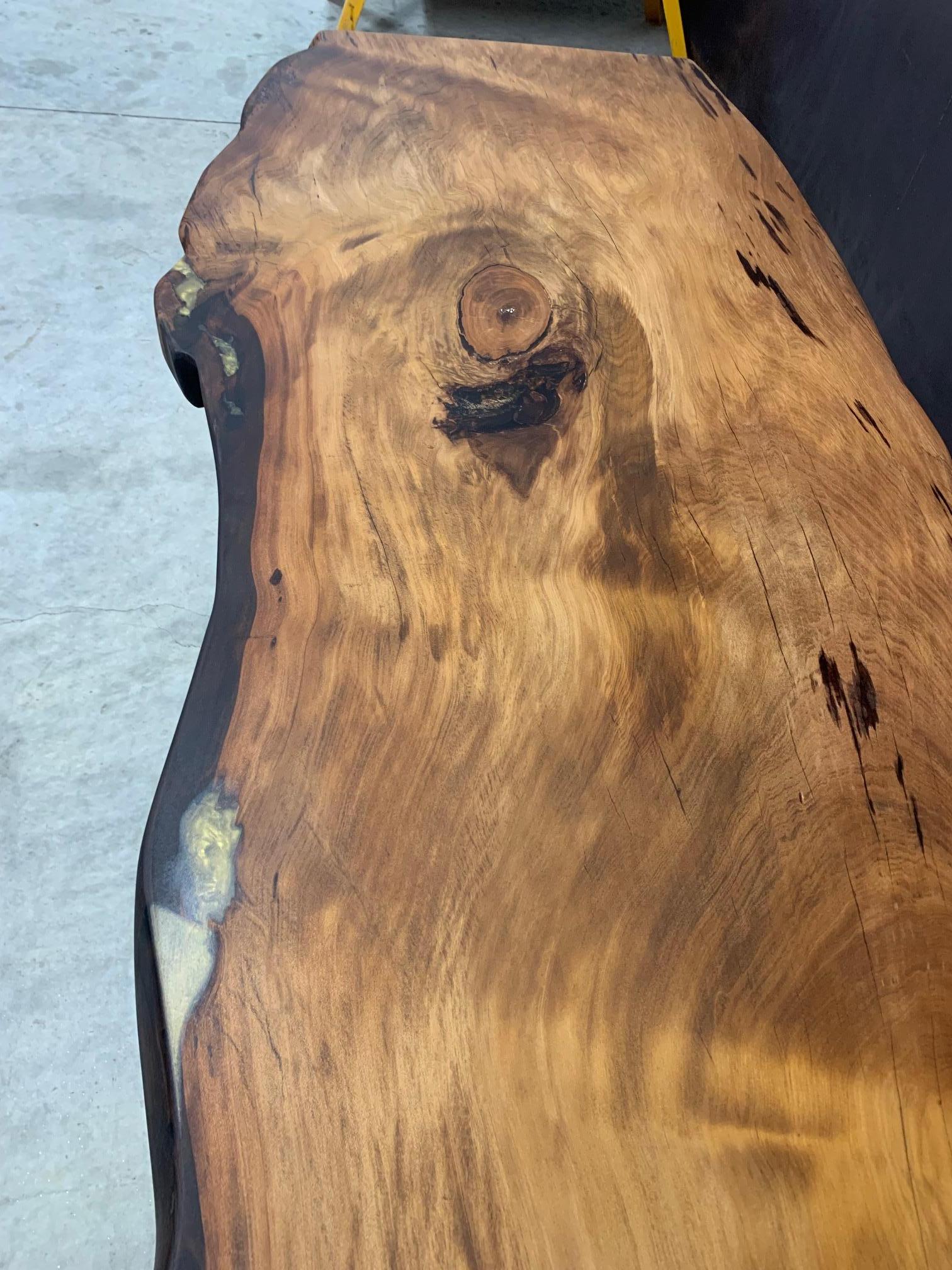Iron Kauri Dining Table in Solid Ancient Kauri Wood For Sale
