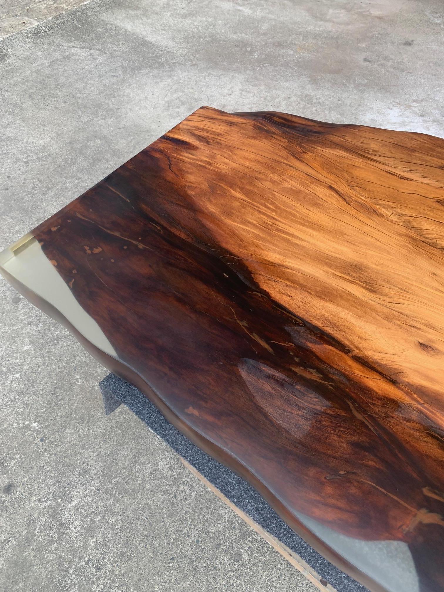 Contemporary Kauri Dining Table in Solid Ancient Kauri Wood For Sale