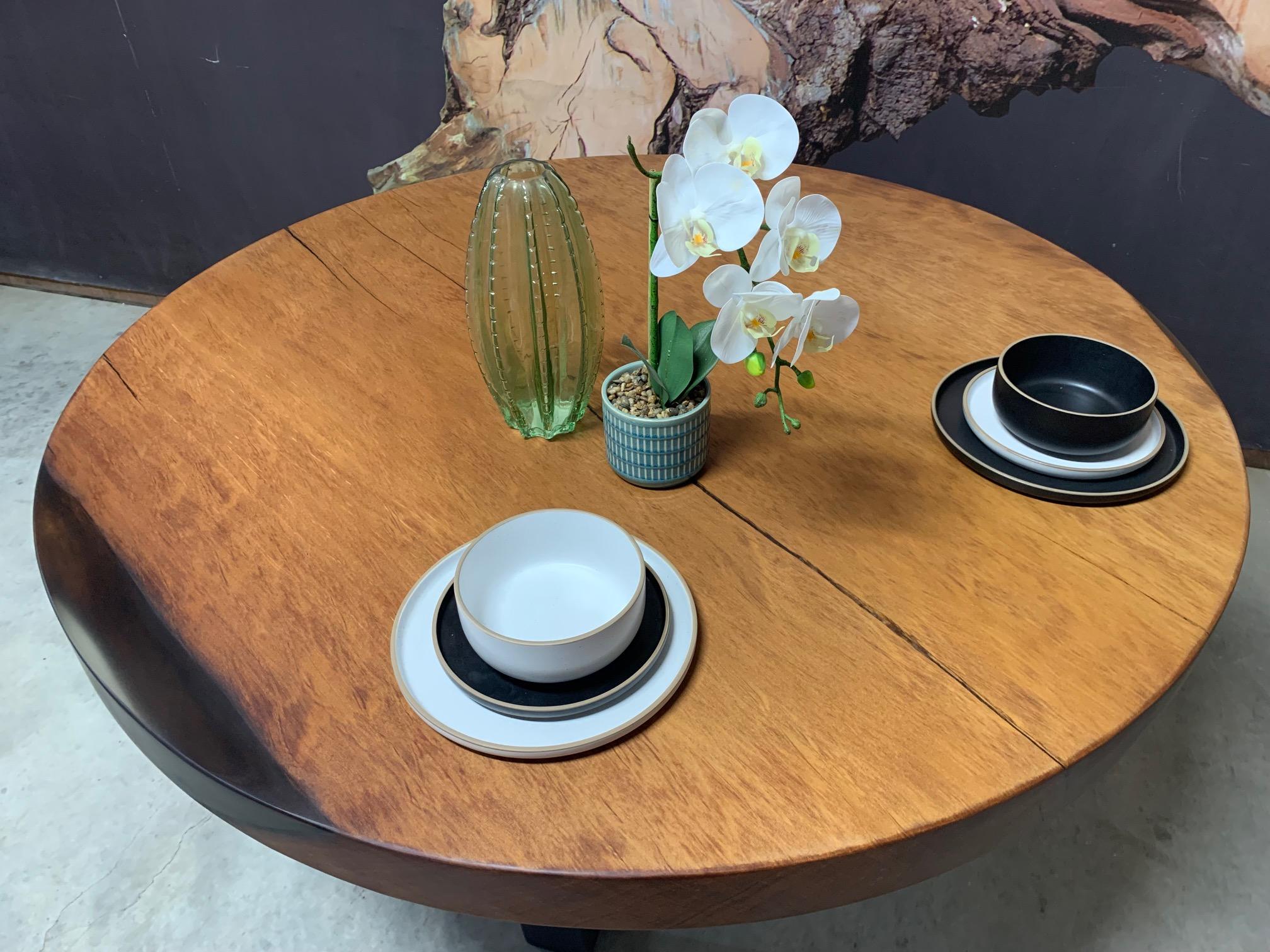 Kauri Round Dining Table 1.4m diameter in Solid Ancient Kauri Wood For Sale 2