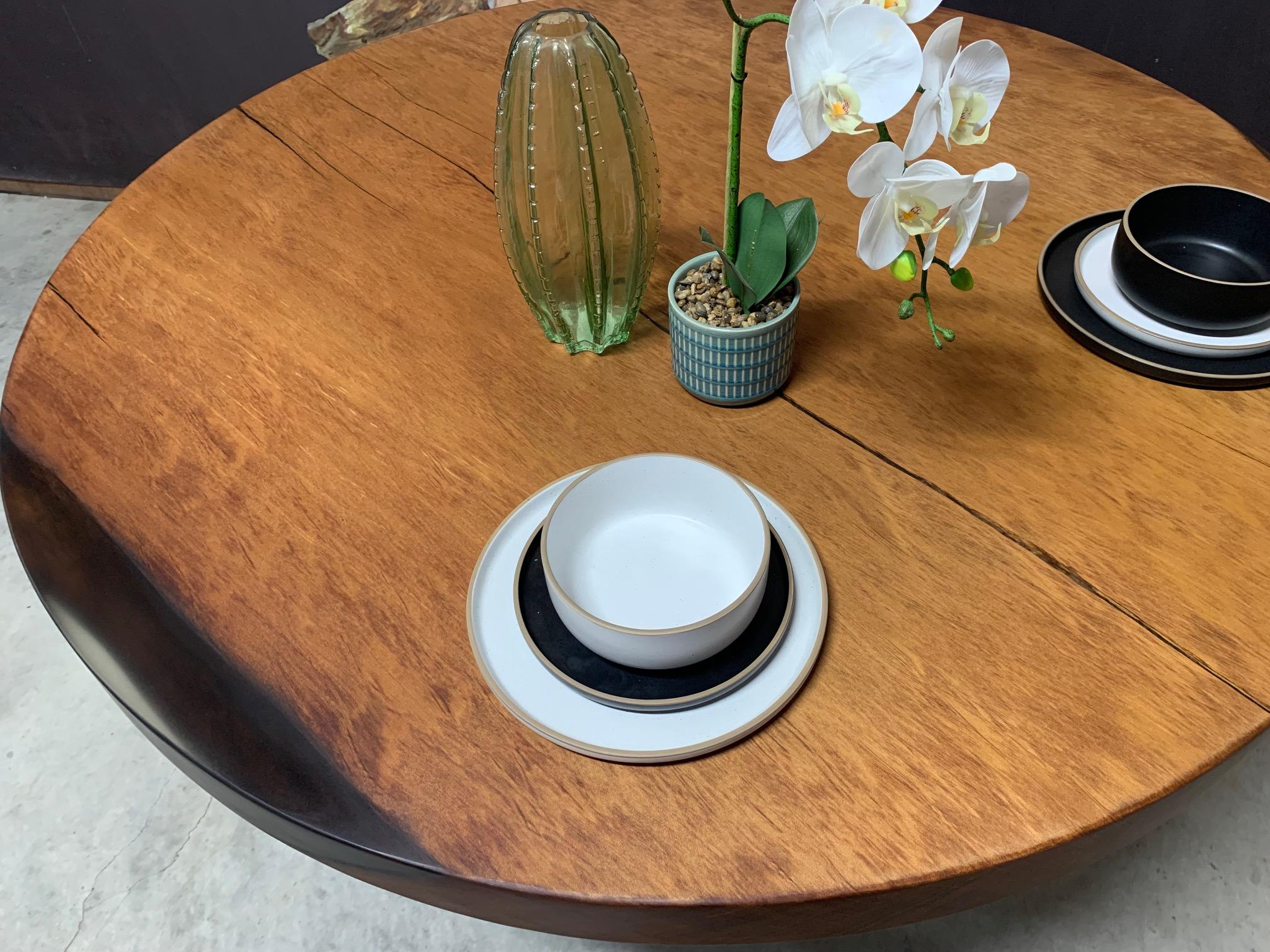 Kauri Round Dining Table 1.4m diameter in Solid Ancient Kauri Wood For Sale 3