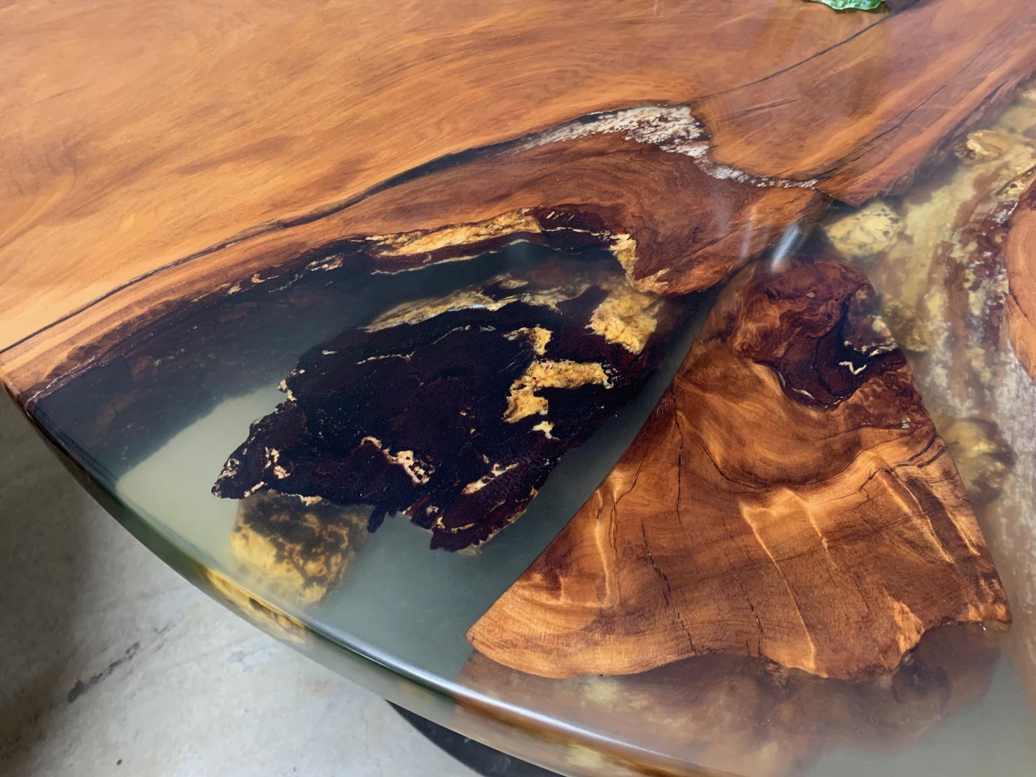 Contemporary Kauri Round Dining Table 1.4m diameter in Solid Ancient Kauri Wood For Sale
