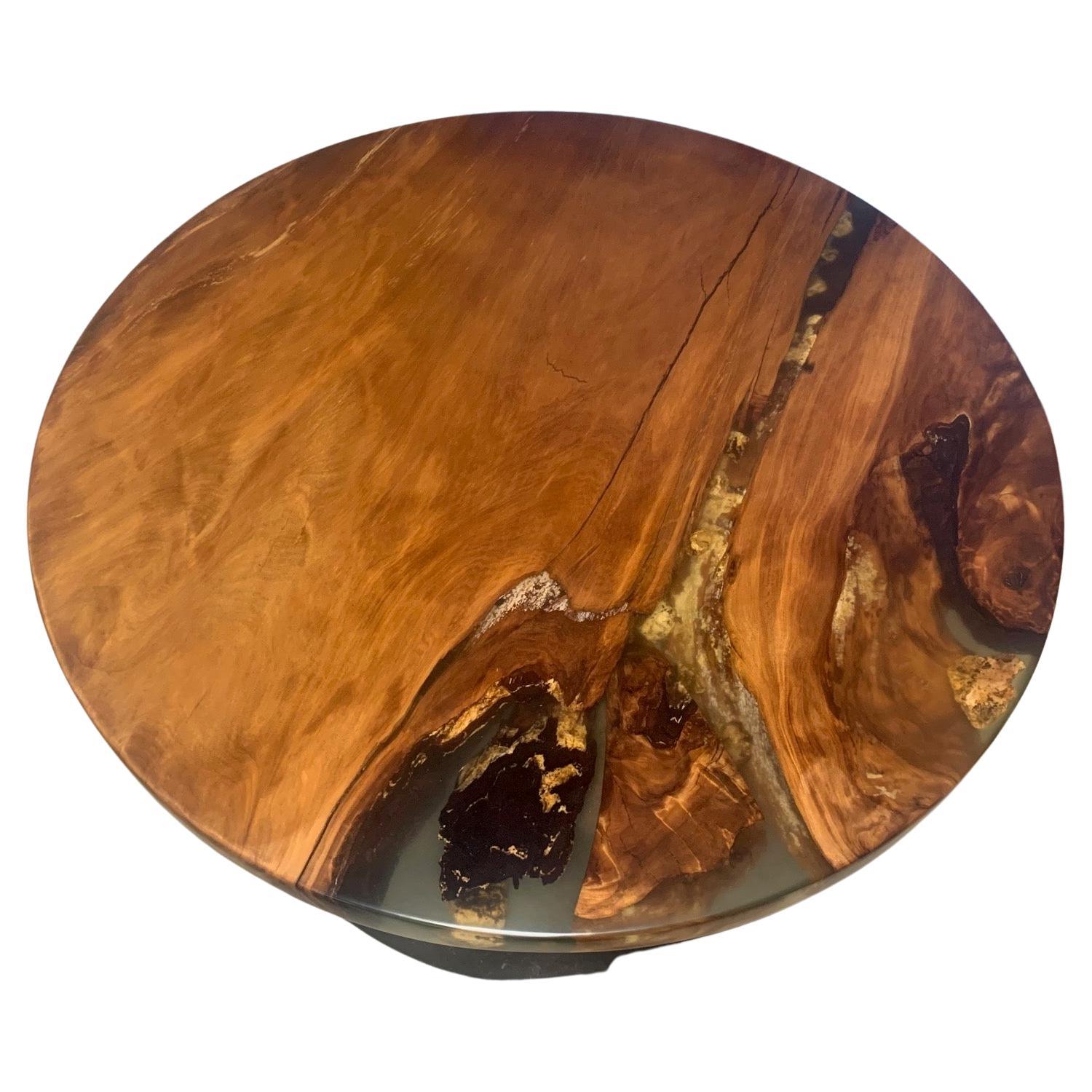 Tavolo da pranzo rotondo Kauri da 1.4 m di diametro in legno massiccio di Kauri antico