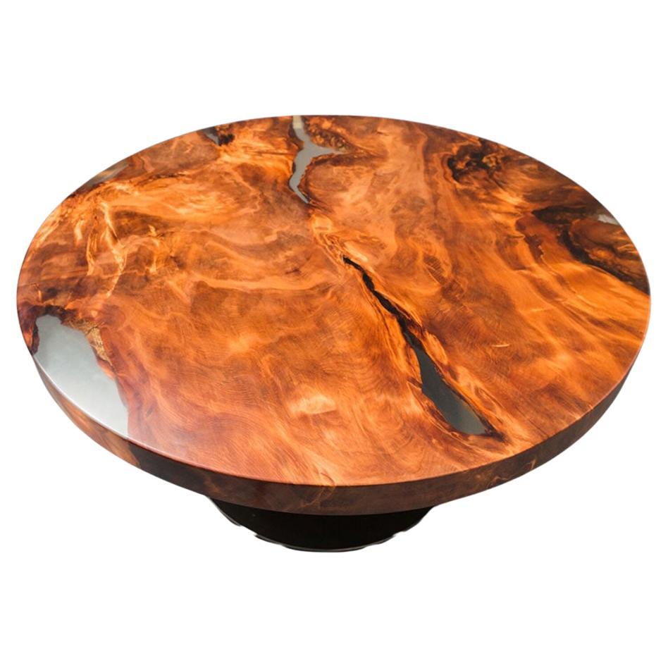 Kauri Round Dining Table 1.4m diameter in Solid Ancient Kauri Wood For Sale