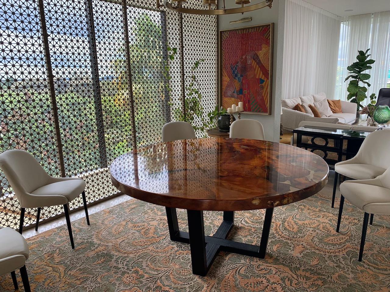 Iron Kauri Round Dining Table 1.8m diameter in Solid Ancient Kauri Wood For Sale