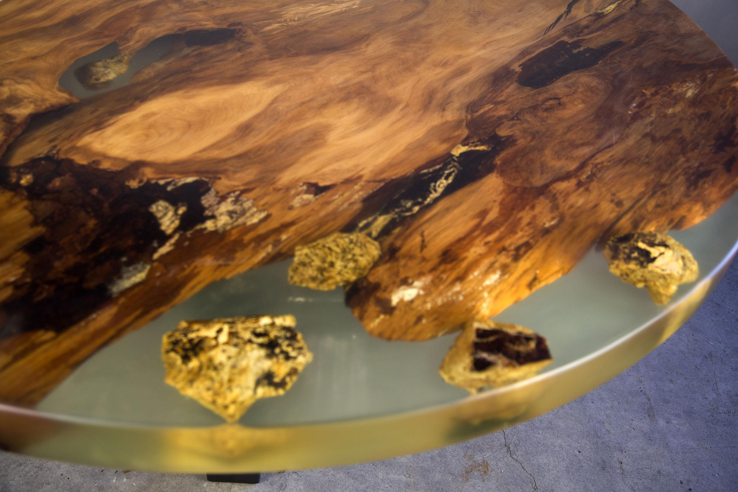 Cast Kauri Round Dining Table in Solid Ancient Kauri Wood For Sale