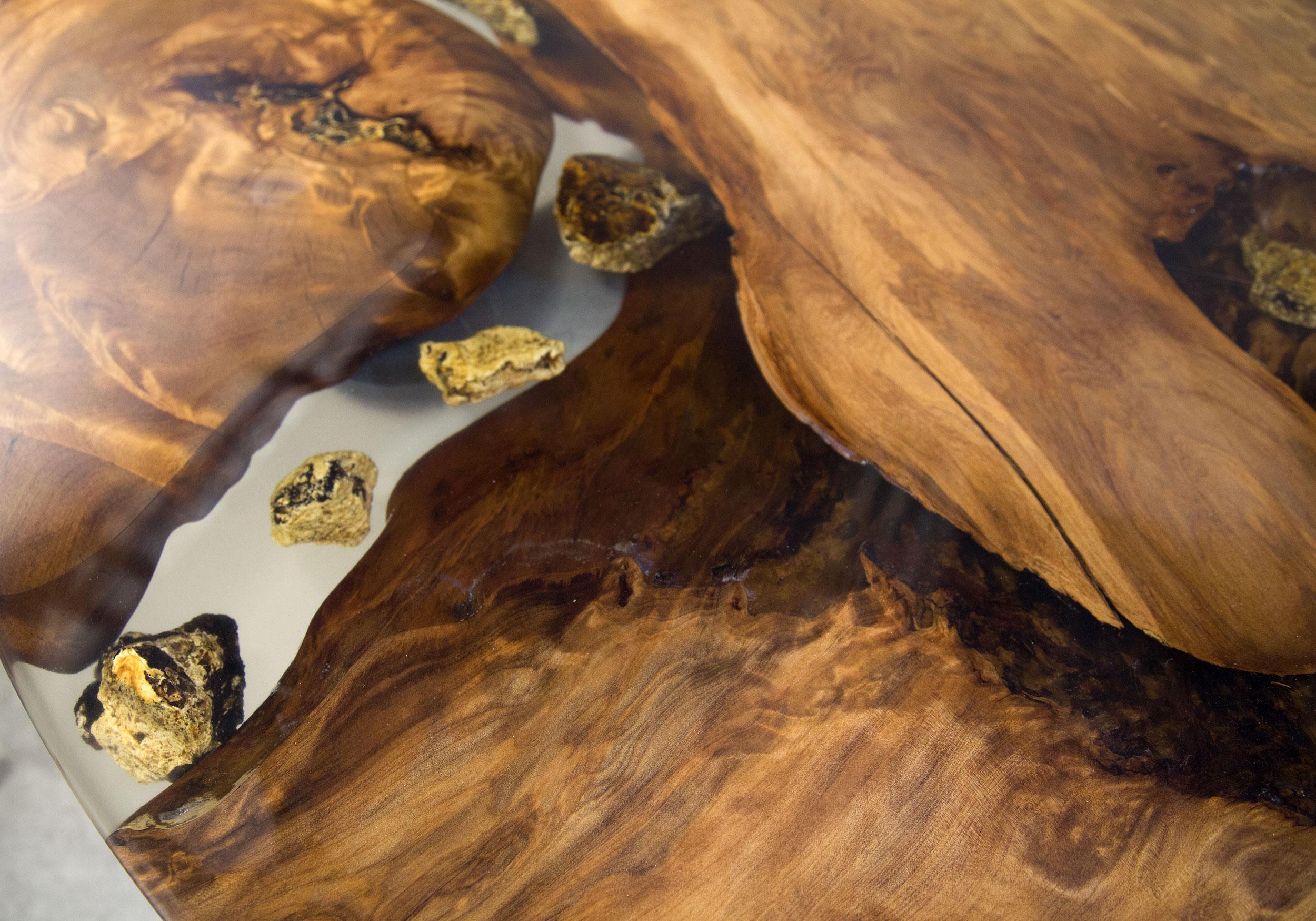 Cast Kauri Round Dining Table in Solid Ancient Kauri Wood For Sale