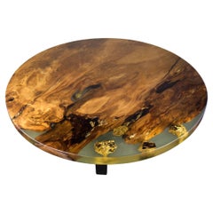 Runder Kauri-Esstisch aus massivem, altem Kauri-Holz
