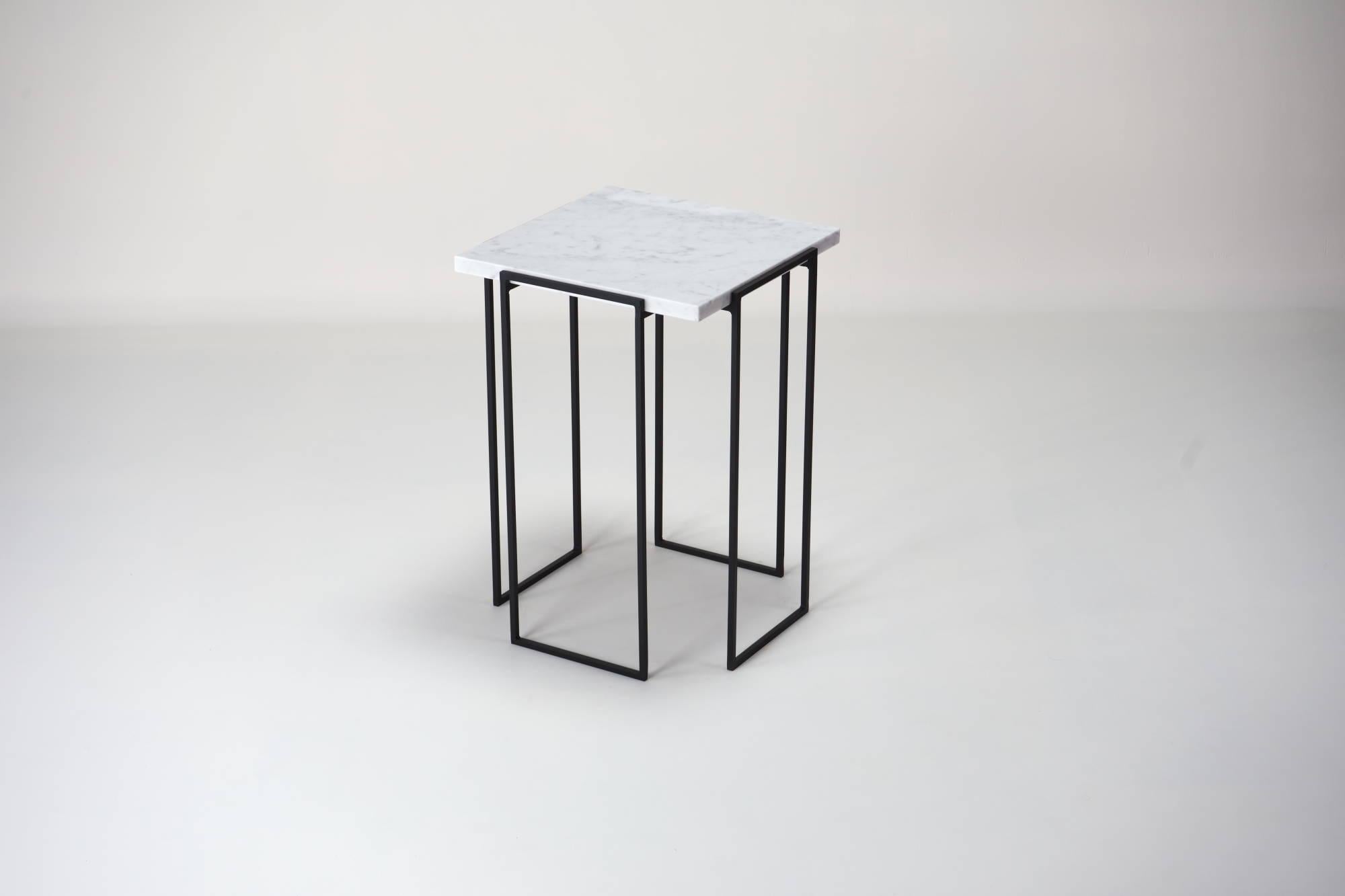 Modern Kaus, Carrara Marble Side Table For Sale