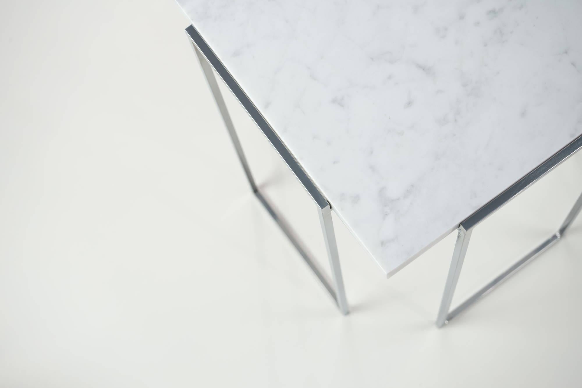 Kaus Cromo, Carrara Marble Side Table By DFdesignlab Handmade in Italy In New Condition For Sale In Campobasso, CB